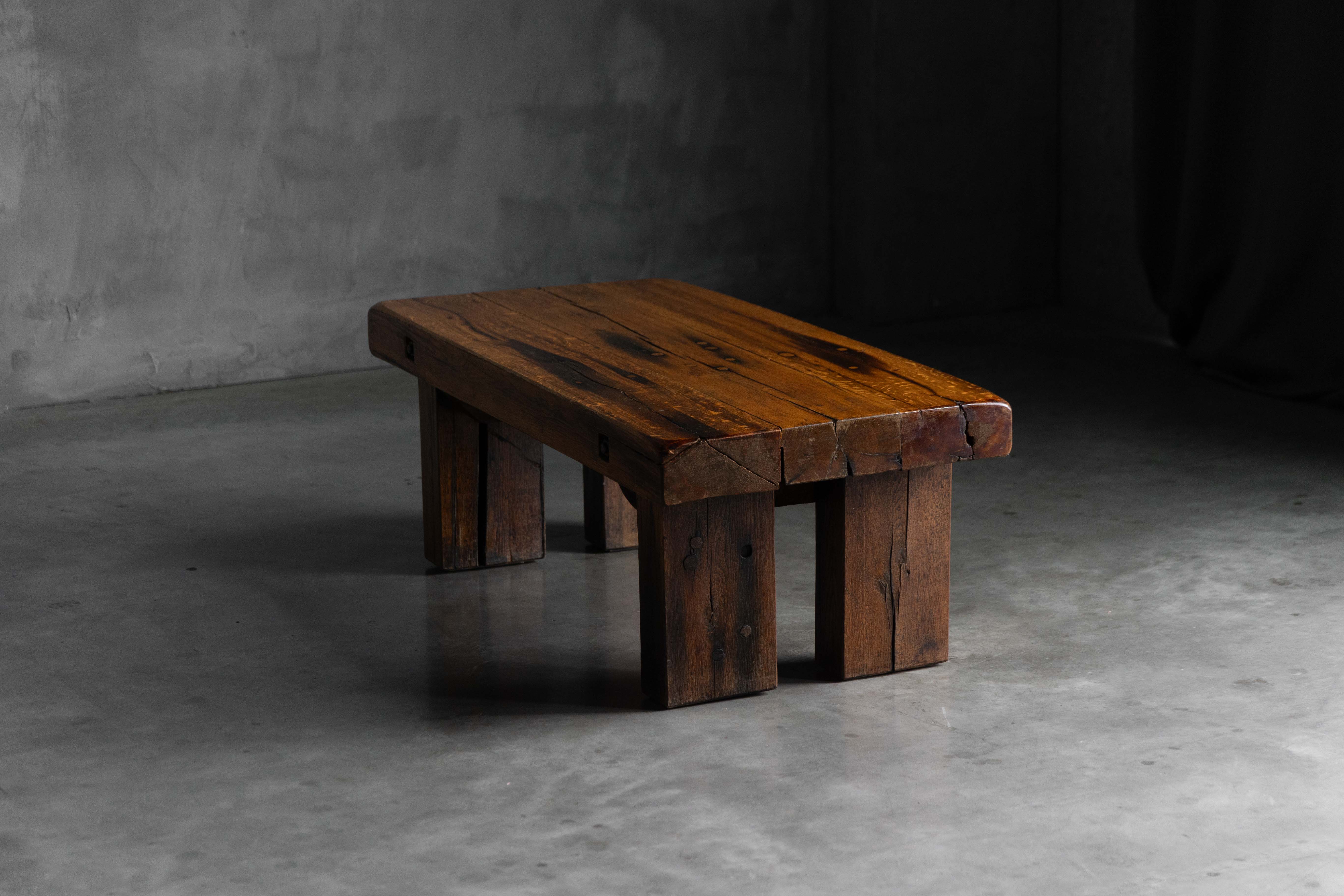 Rustic Oak Coffee Table - Mid-20th Century
