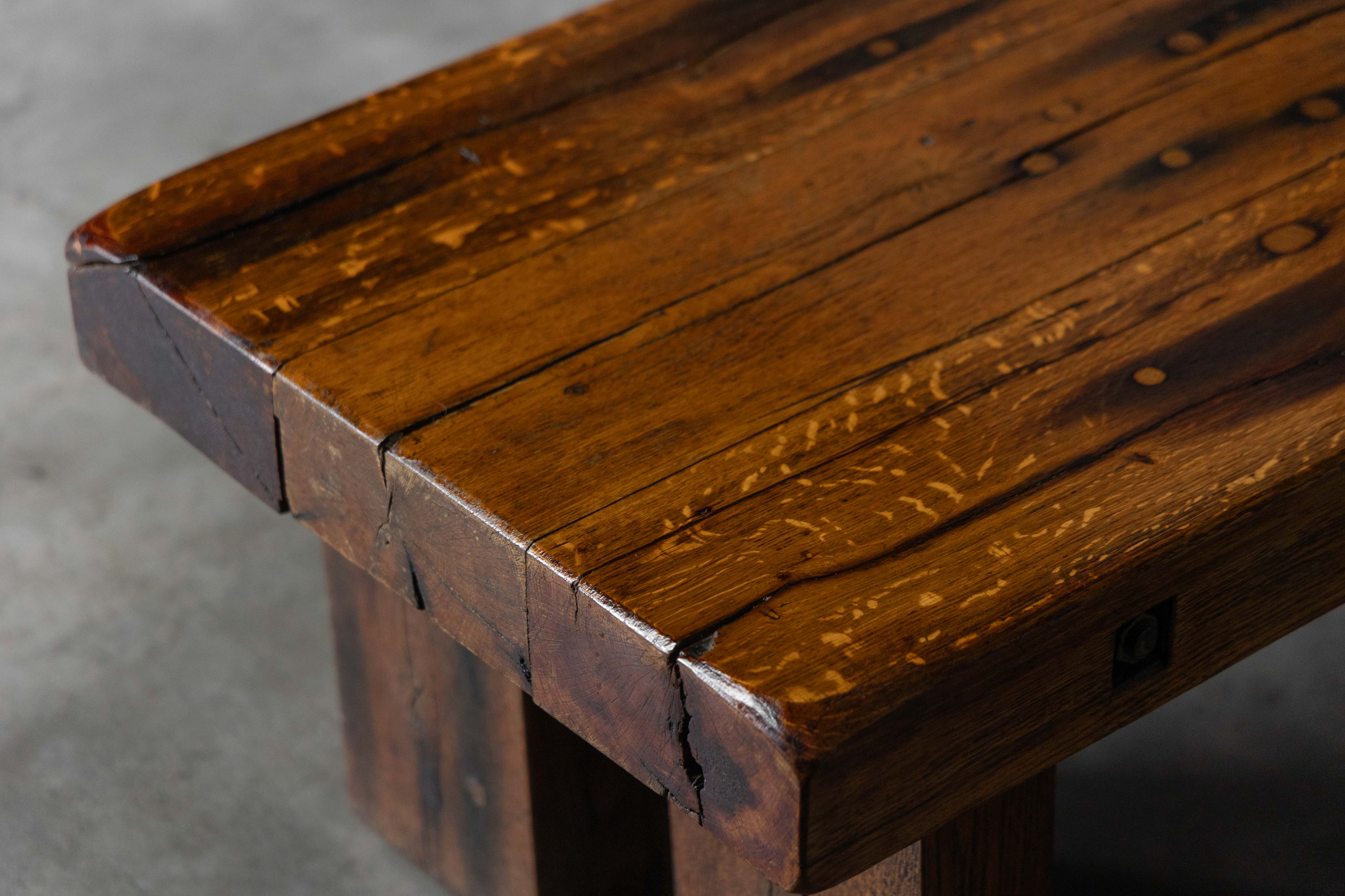 Rustic Oak Coffee Table - Mid-20th Century