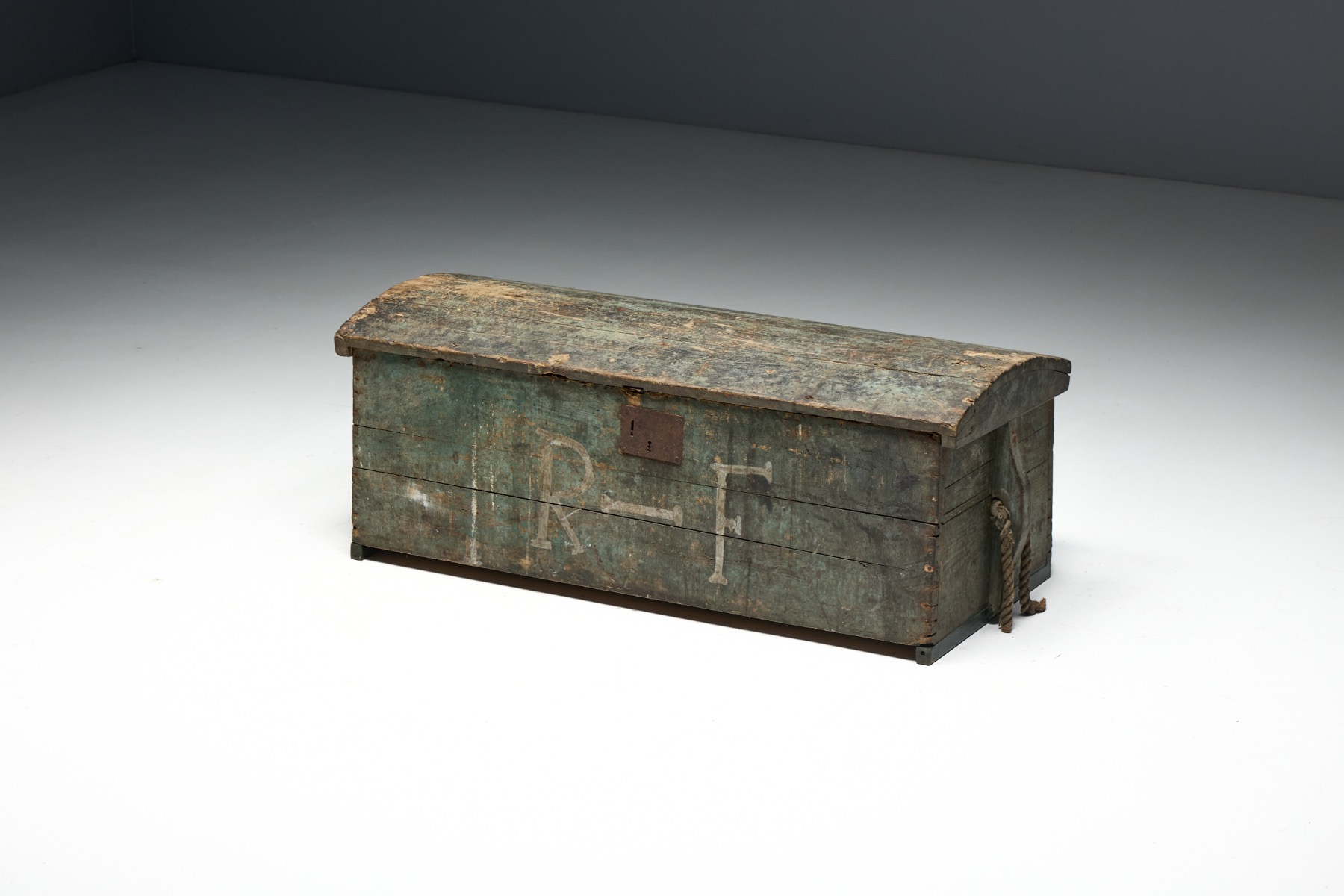 Rustic Painted Pine Storage Chest, France – Early 20th Century