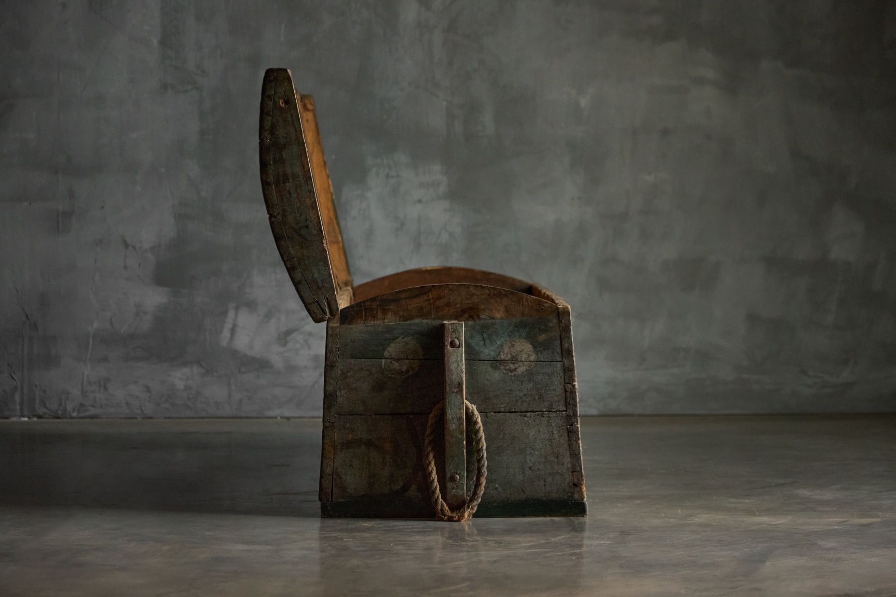 Rustic Painted Pine Storage Chest, France – Early 20th Century