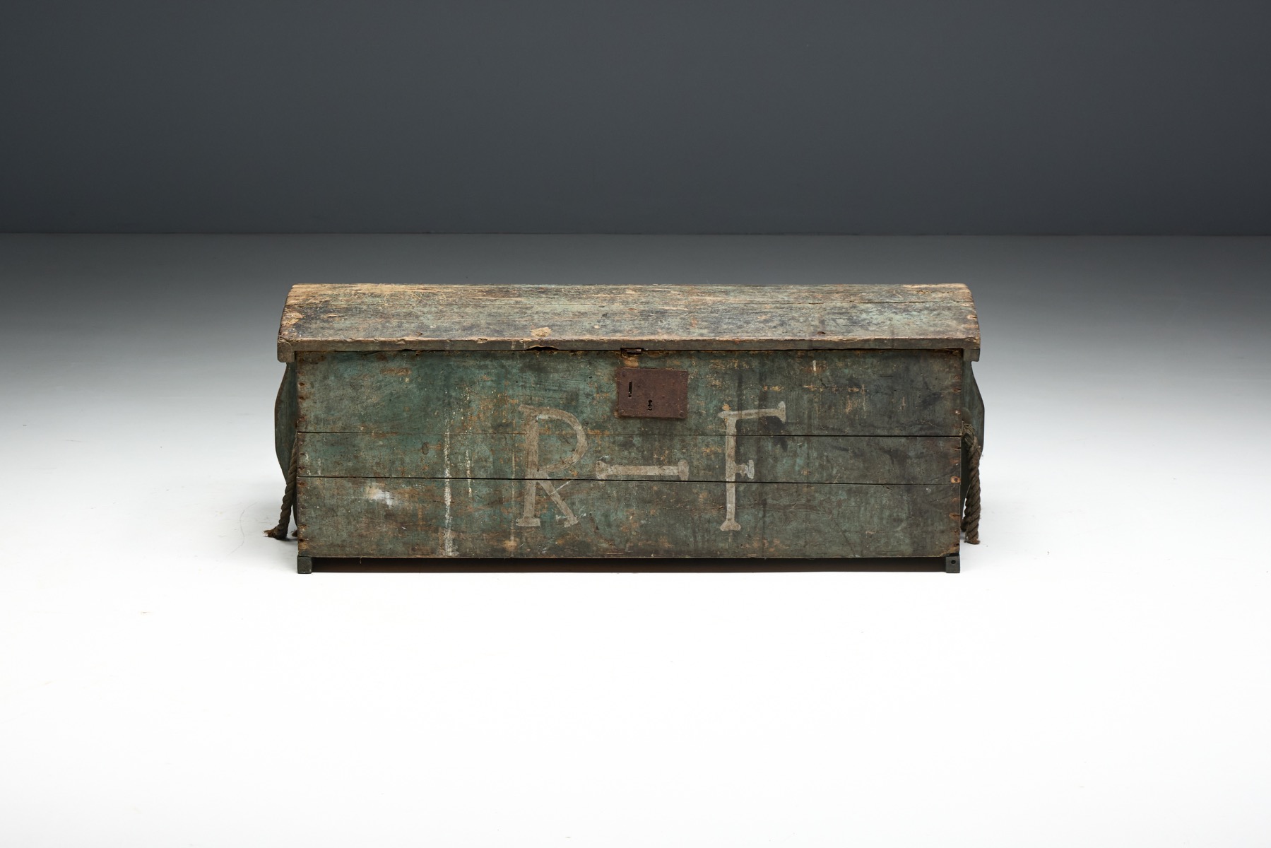 Rustic Painted Pine Storage Chest, France – Early 20th Century