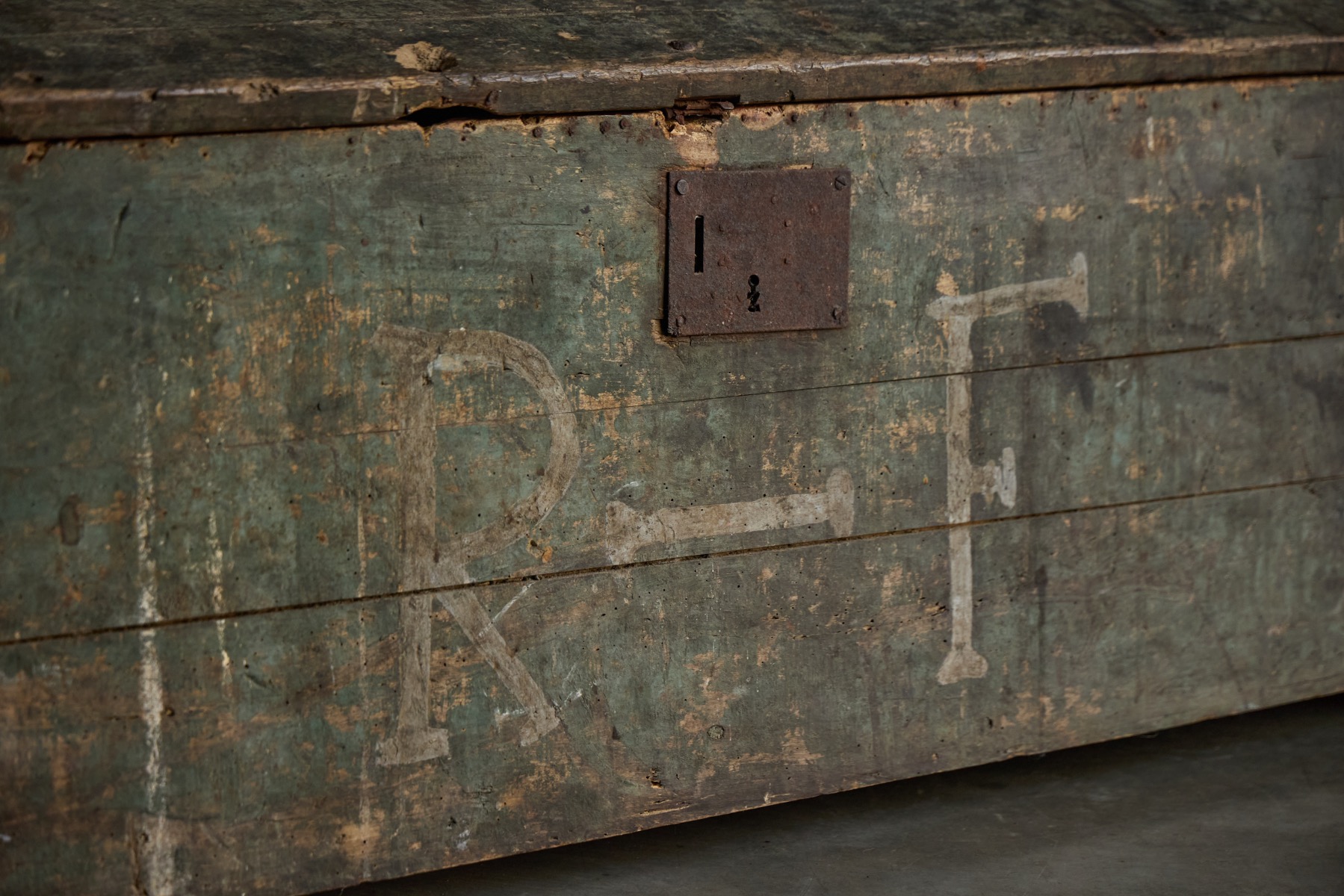 Rustic Painted Pine Storage Chest, France – Early 20th Century