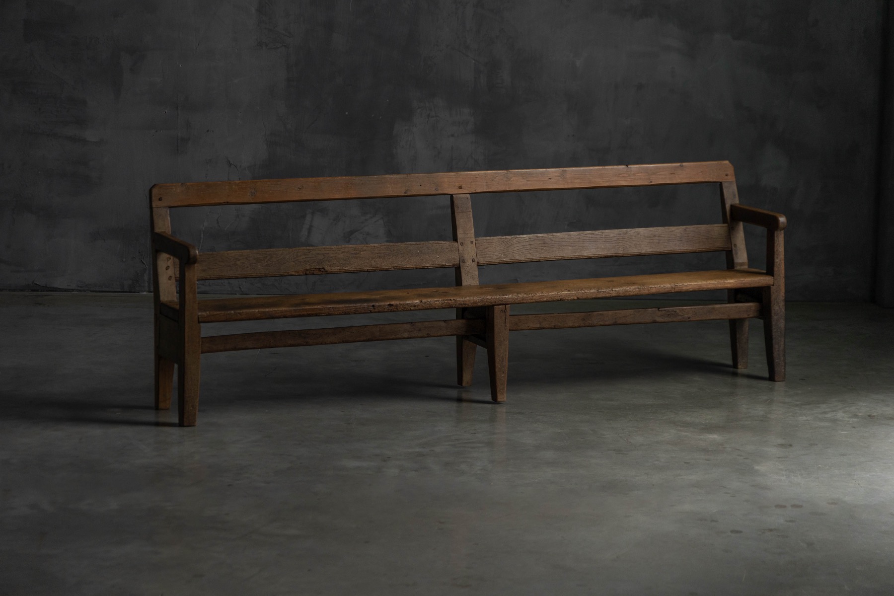  Rustic Pine Bench, France - circa 1900