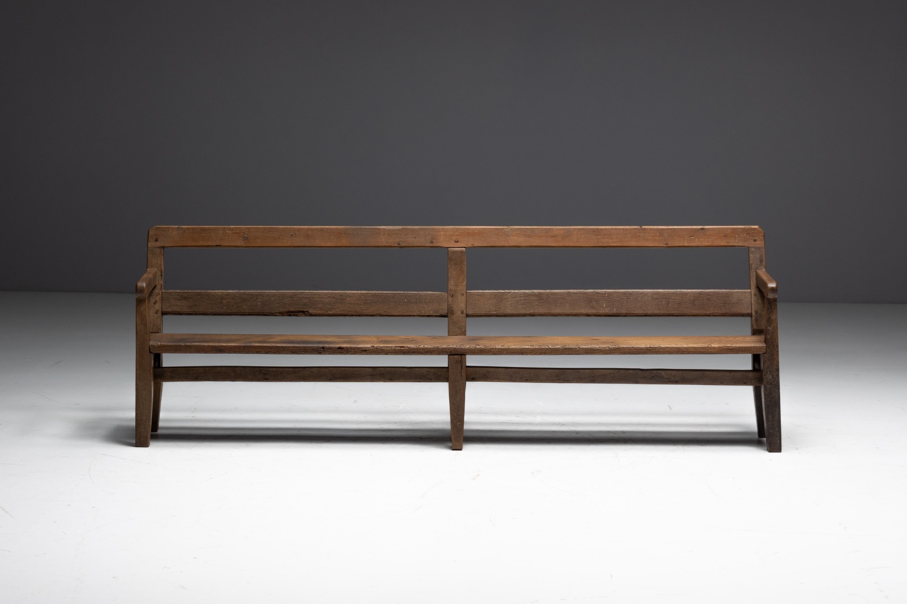  Rustic Pine Bench, France - circa 1900
