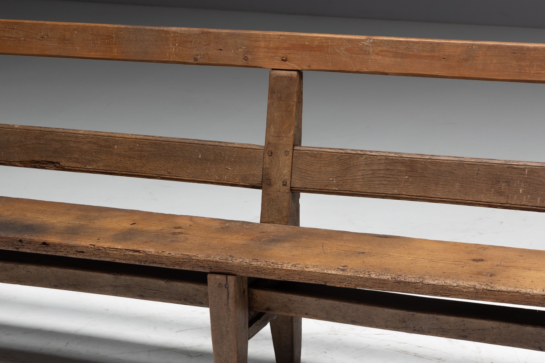  Rustic Pine Bench, France - circa 1900