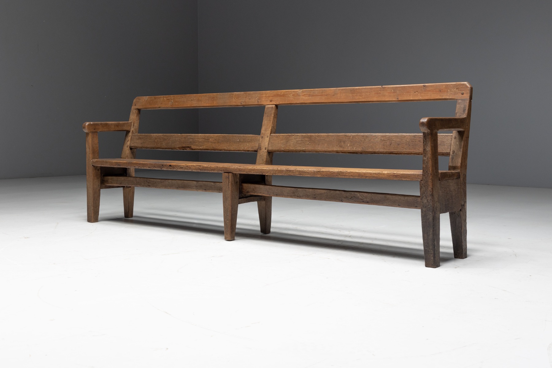  Rustic Pine Bench, France - circa 1900