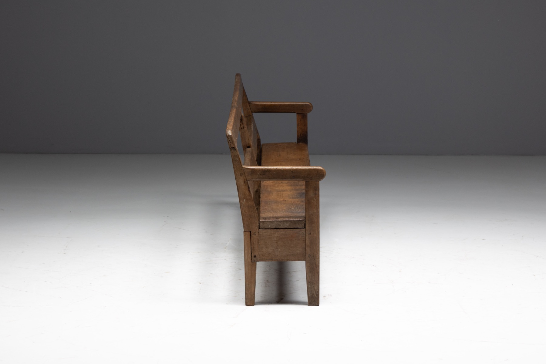  Rustic Pine Bench, France - circa 1900