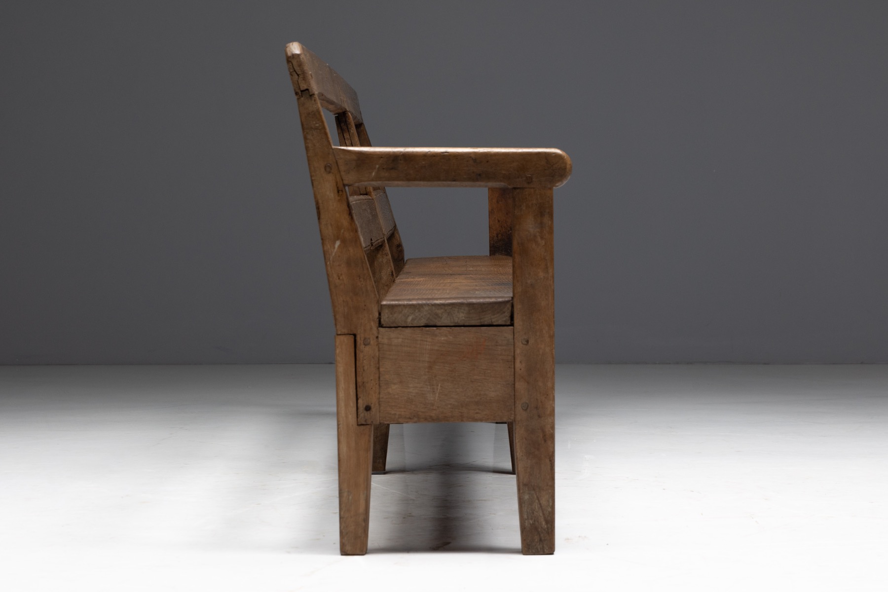  Rustic Pine Bench, France - circa 1900