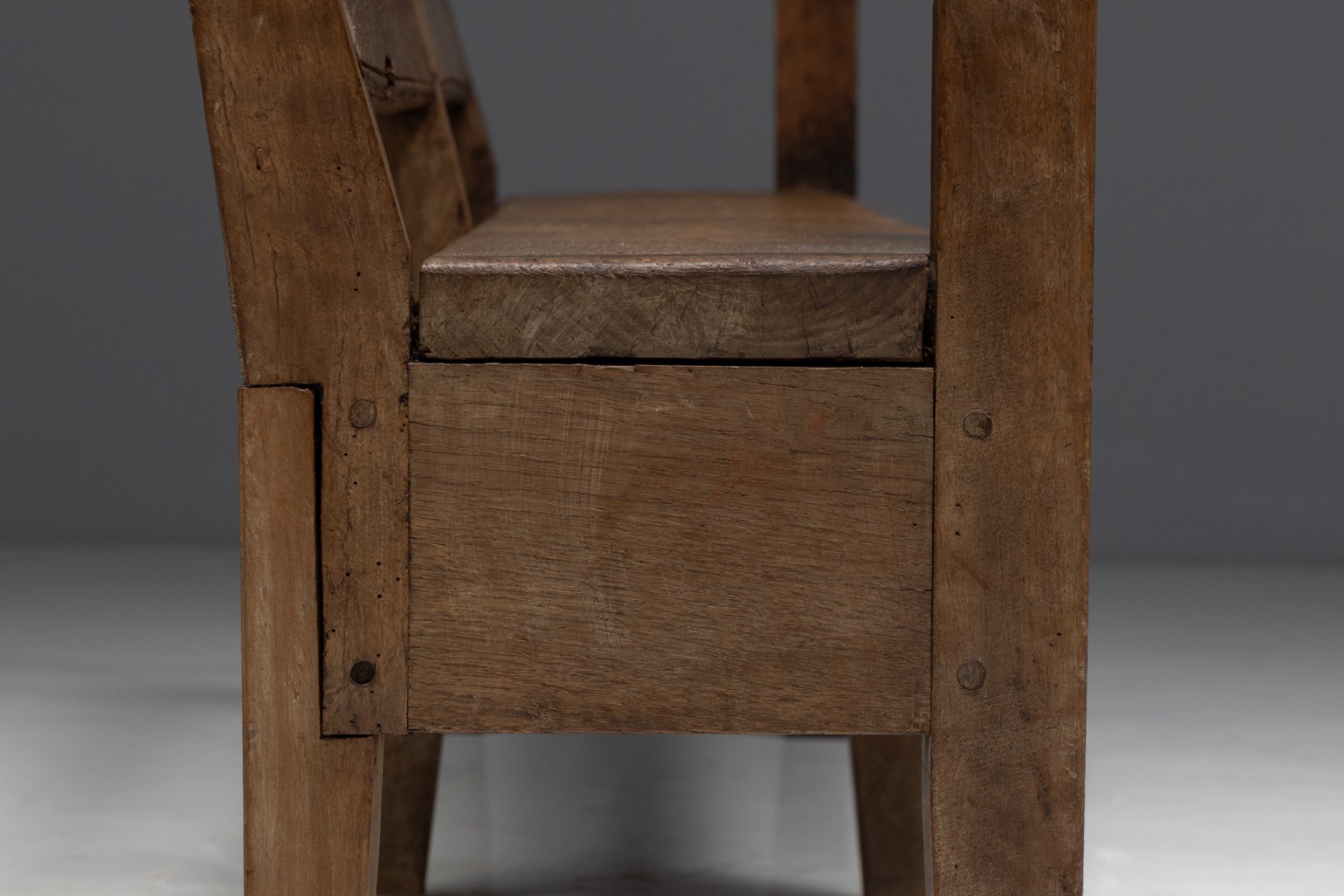  Rustic Pine Bench, France - circa 1900