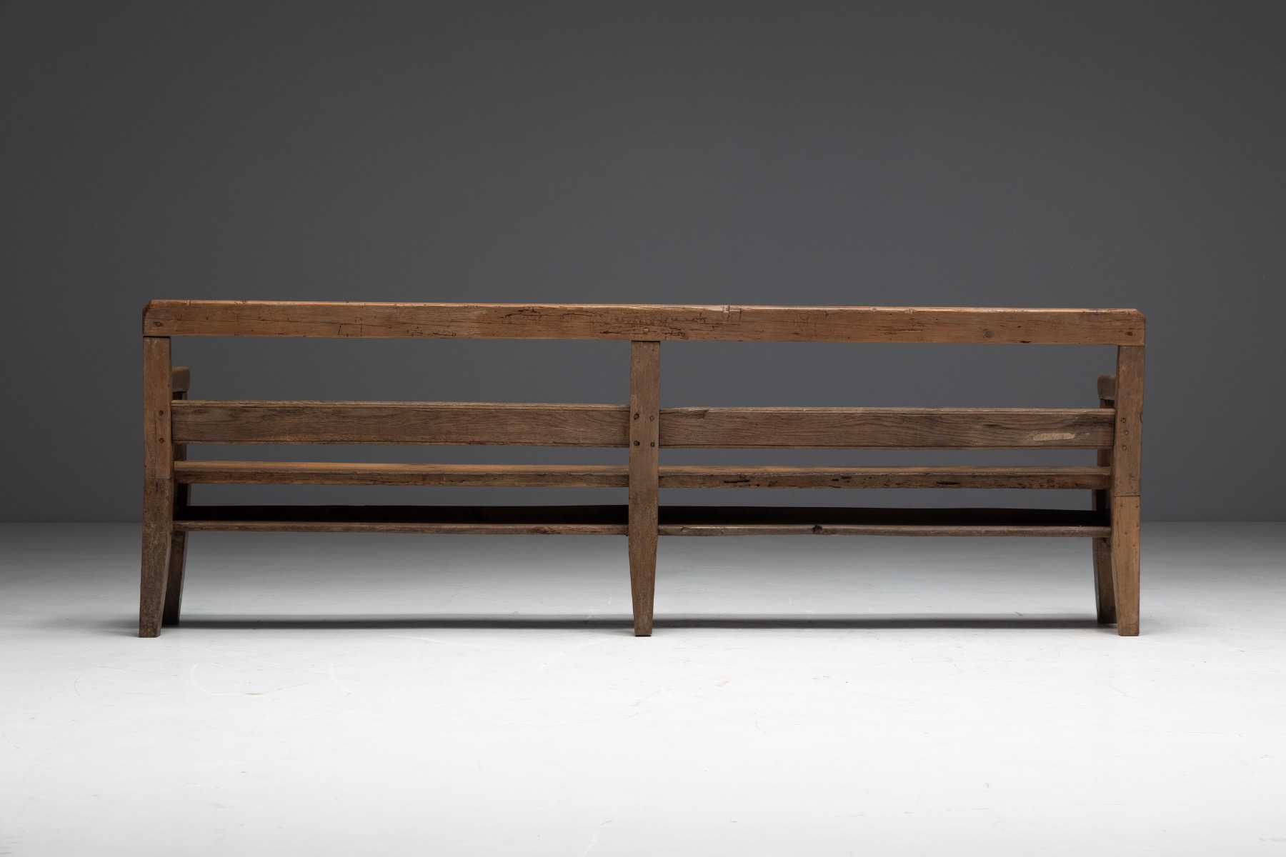  Rustic Pine Bench, France - circa 1900