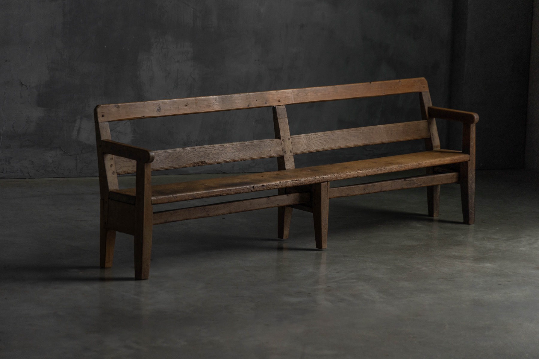  Rustic Pine Bench, France - circa 1900