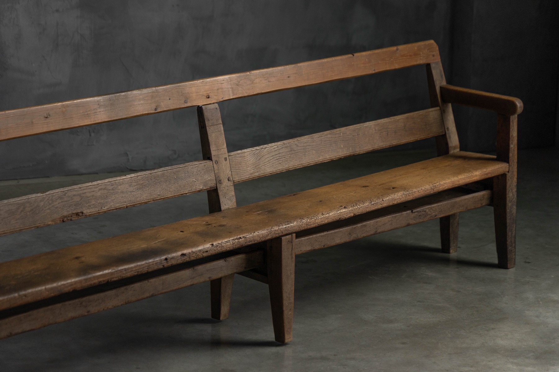  Rustic Pine Bench, France - circa 1900