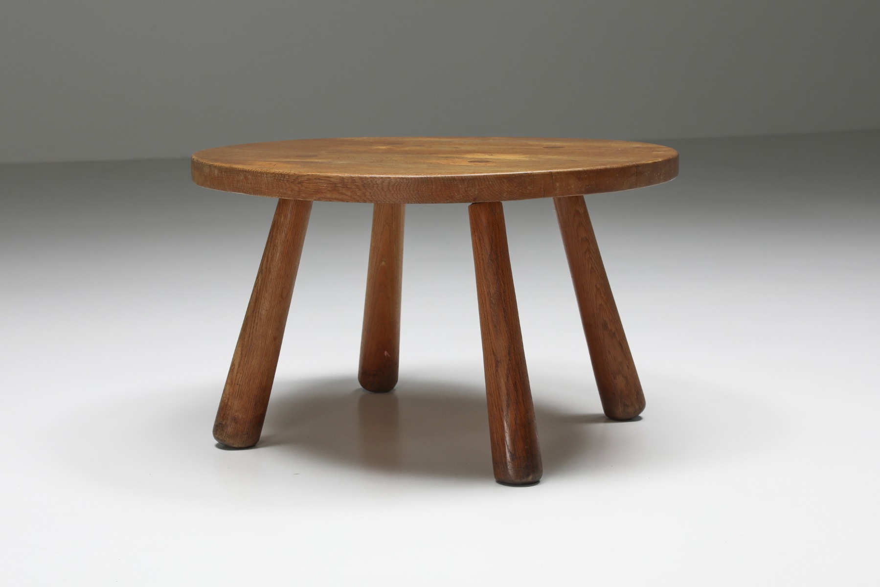 Rustic Round Coffee Table, Mid-Century Modern - 1950's
