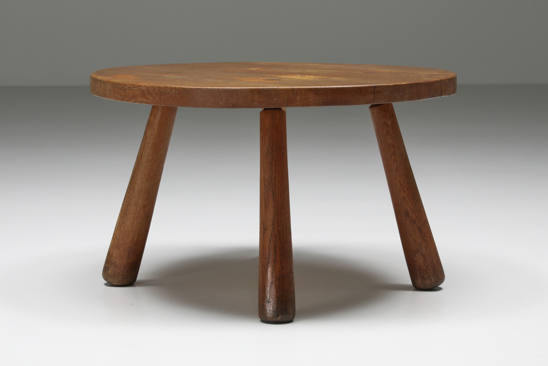 Rustic Round Coffee Table, Mid-Century Modern - 1950's