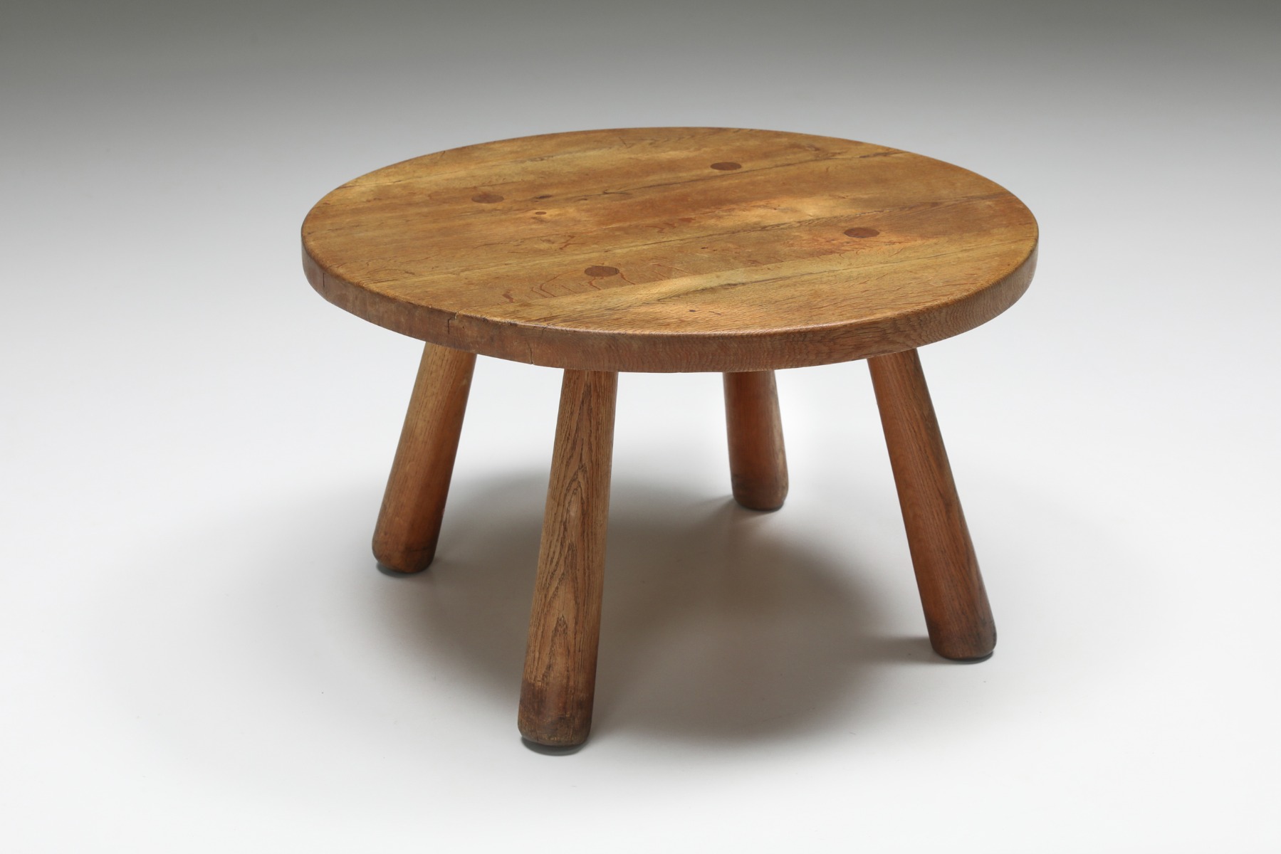 Rustic Round Coffee Table, Mid-Century Modern - 1950's
