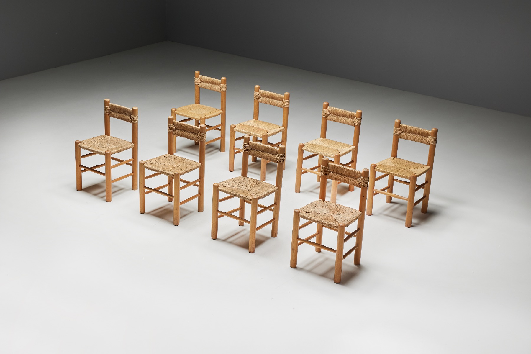 Rustic Straw Dining Chairs - 1960s