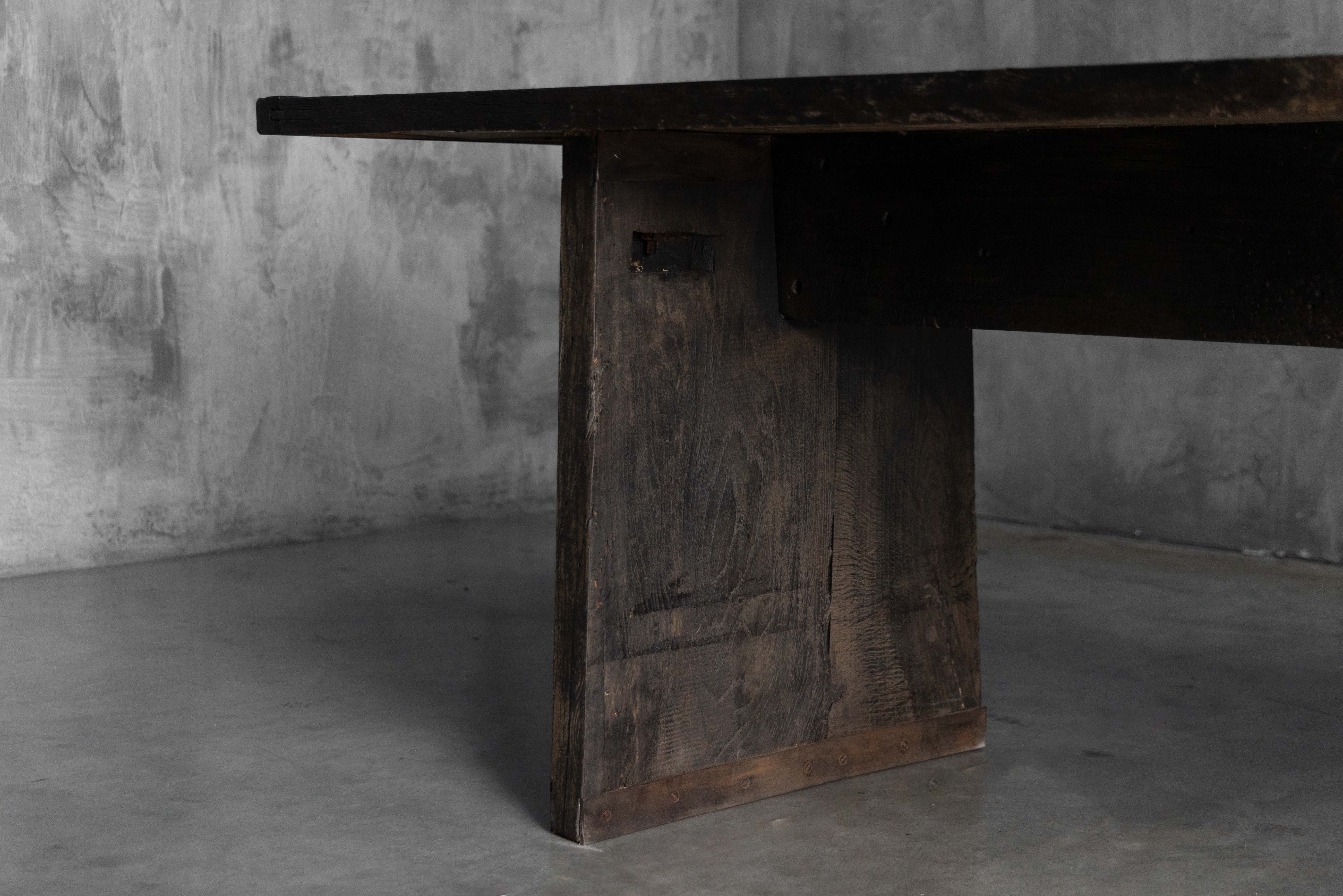 Rustic Vernacular Oak Table, France - 19th Century