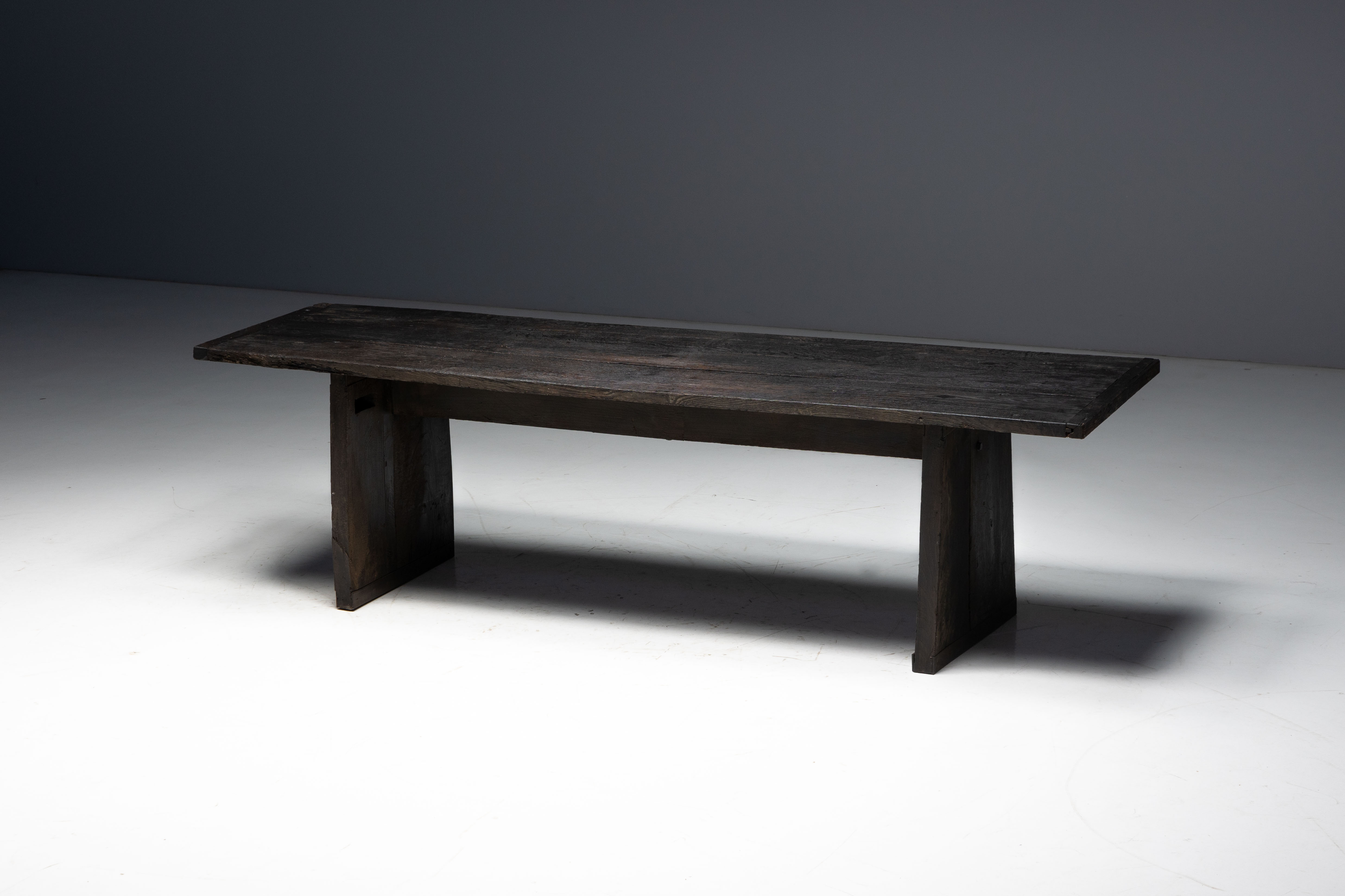 Rustic Vernacular Oak Table, France - 19th Century