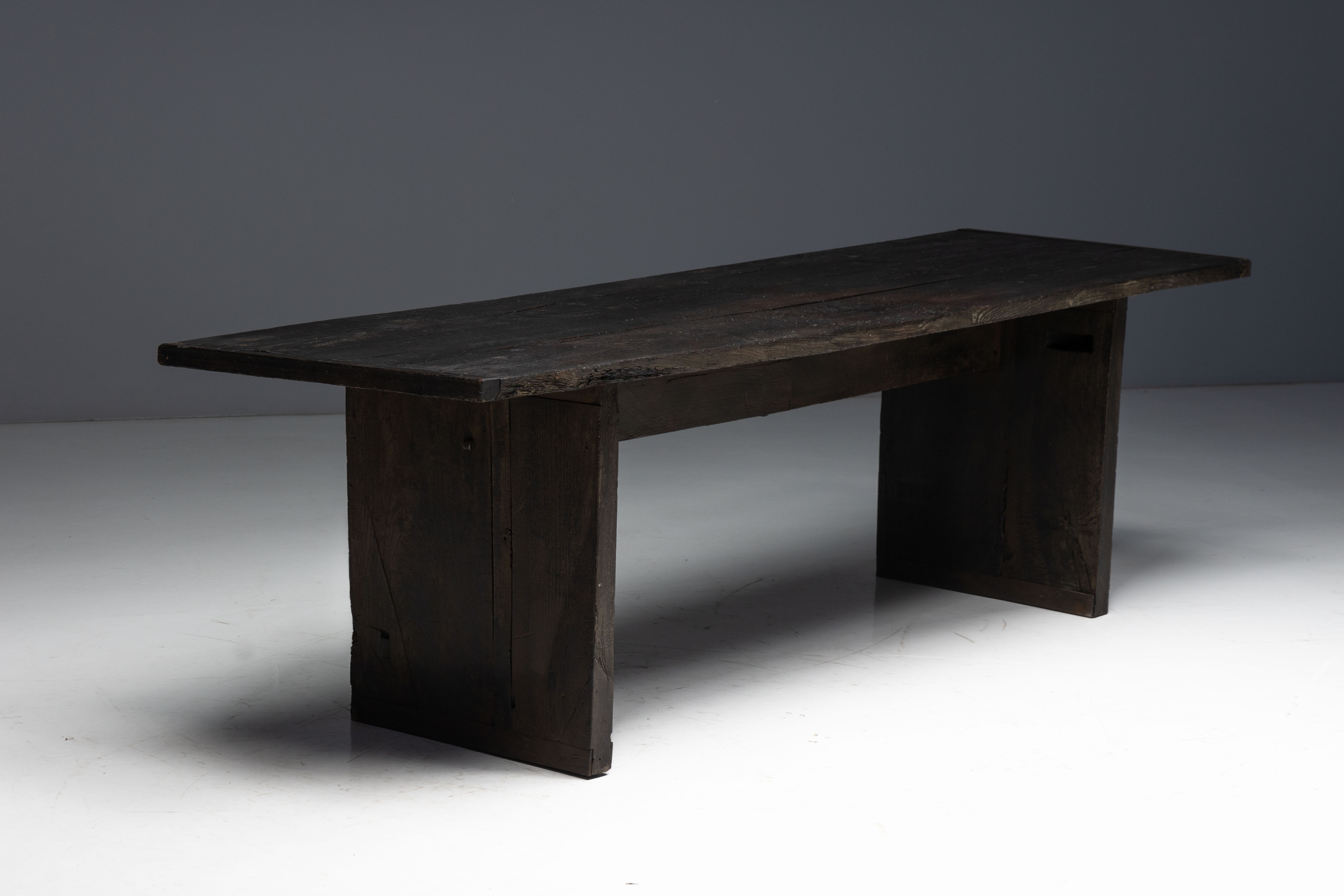 Rustic Vernacular Oak Table, France - 19th Century