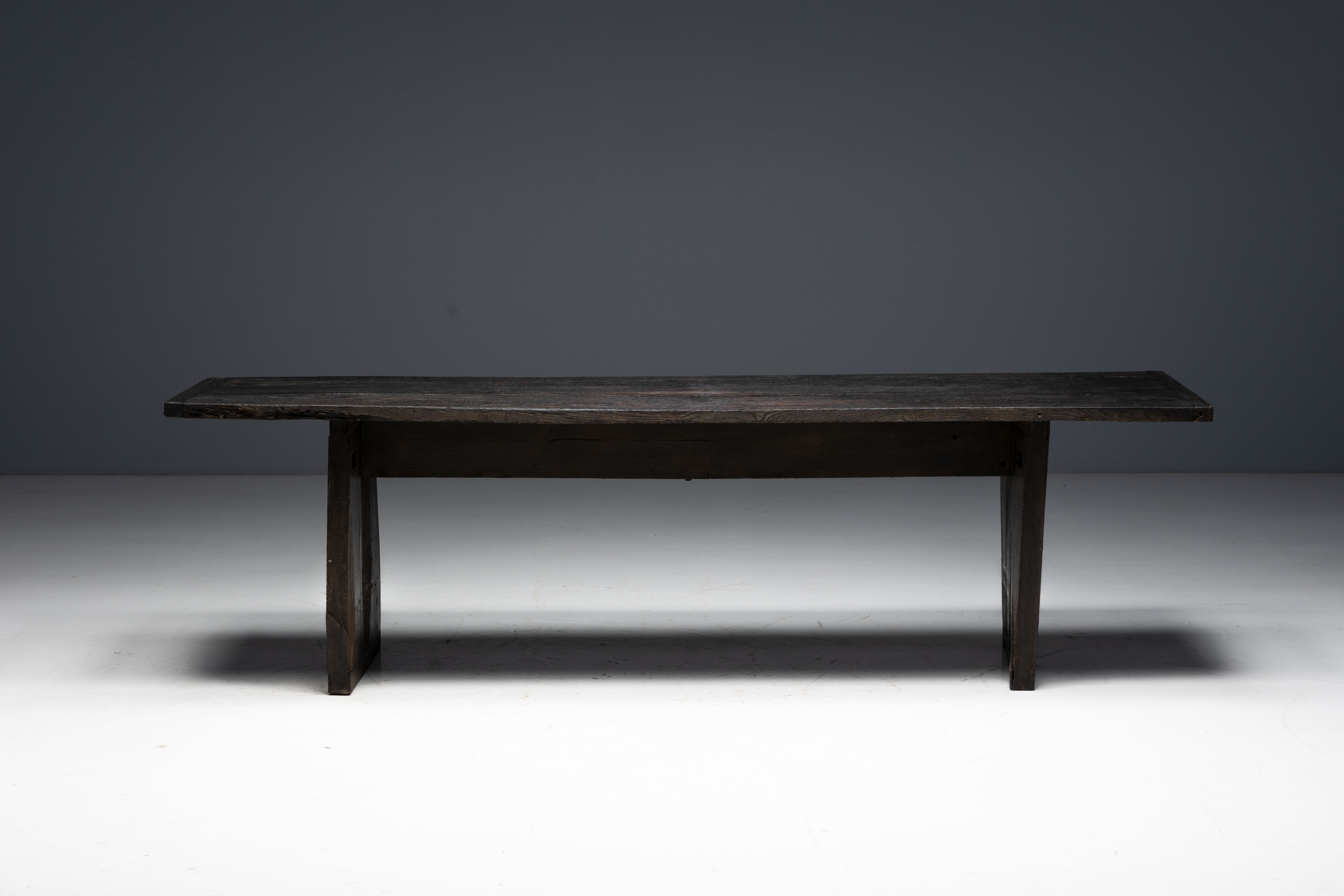 Rustic Vernacular Oak Table, France - 19th Century