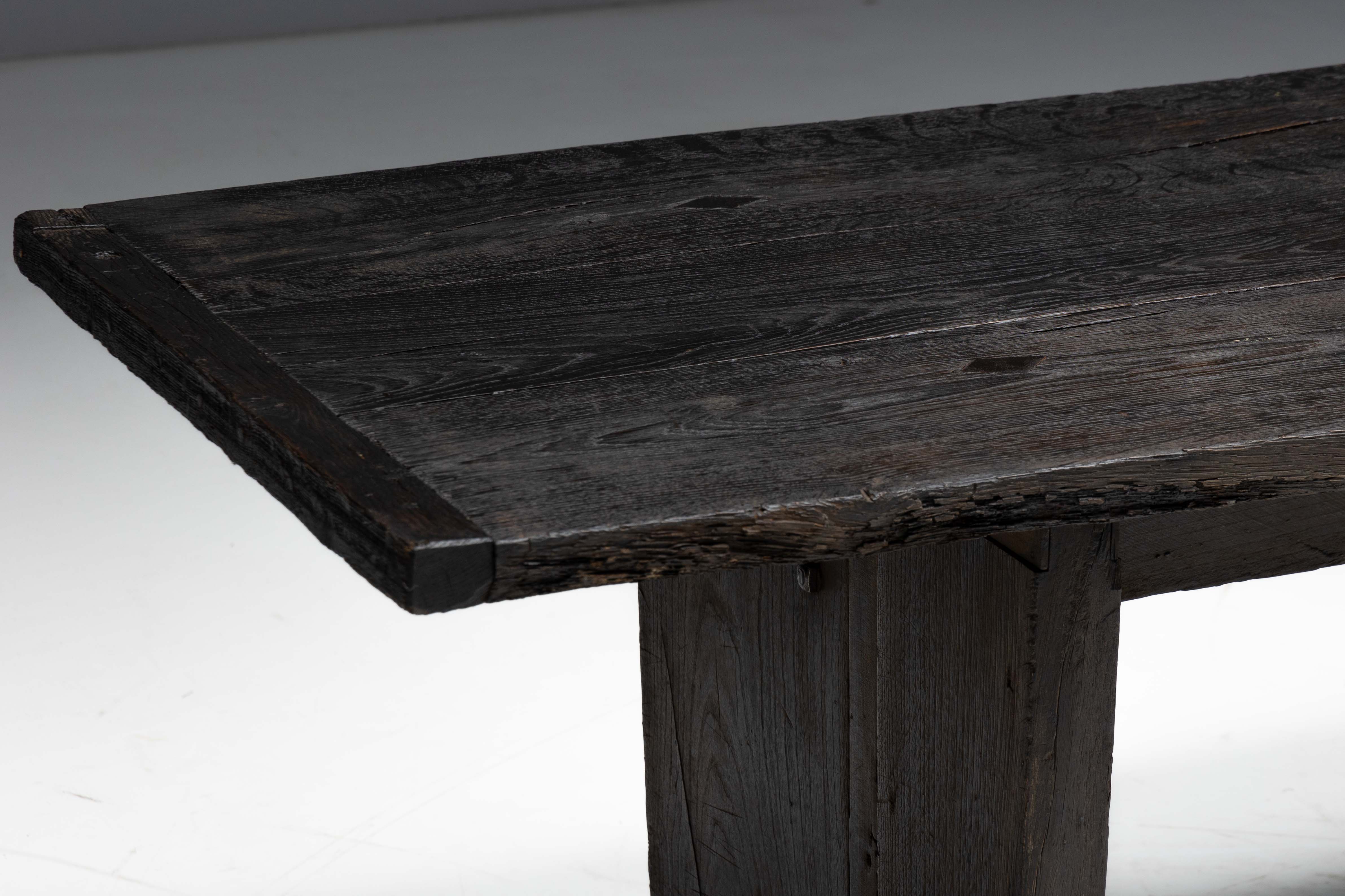 Rustic Vernacular Oak Table, France - 19th Century
