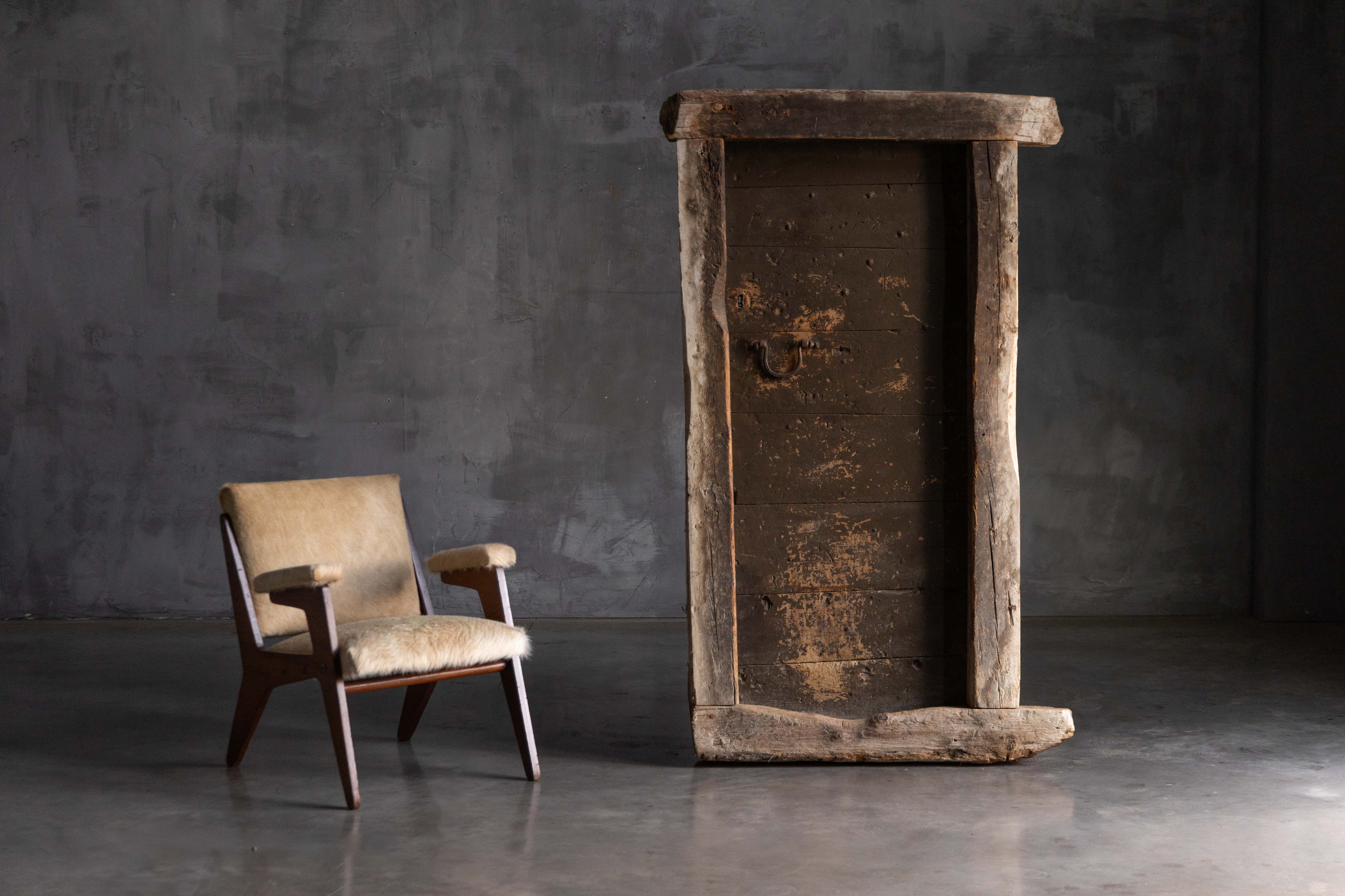Rustic Vernacular Door with Frame, Hautes-Alpes, France - 19th Century