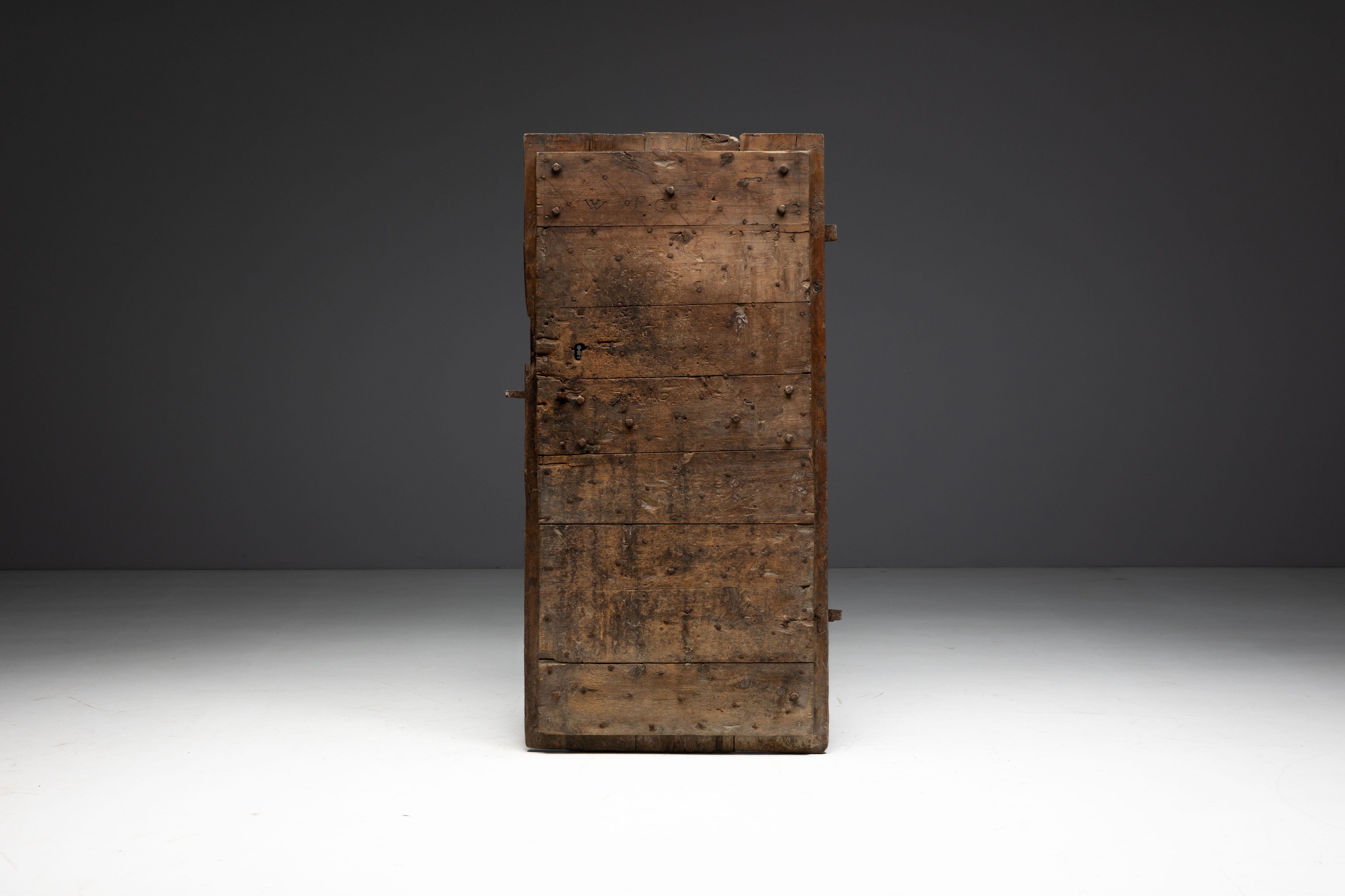 Rustic Vernacular Pine Door, Hautes-Alpes, France - 19th Century
