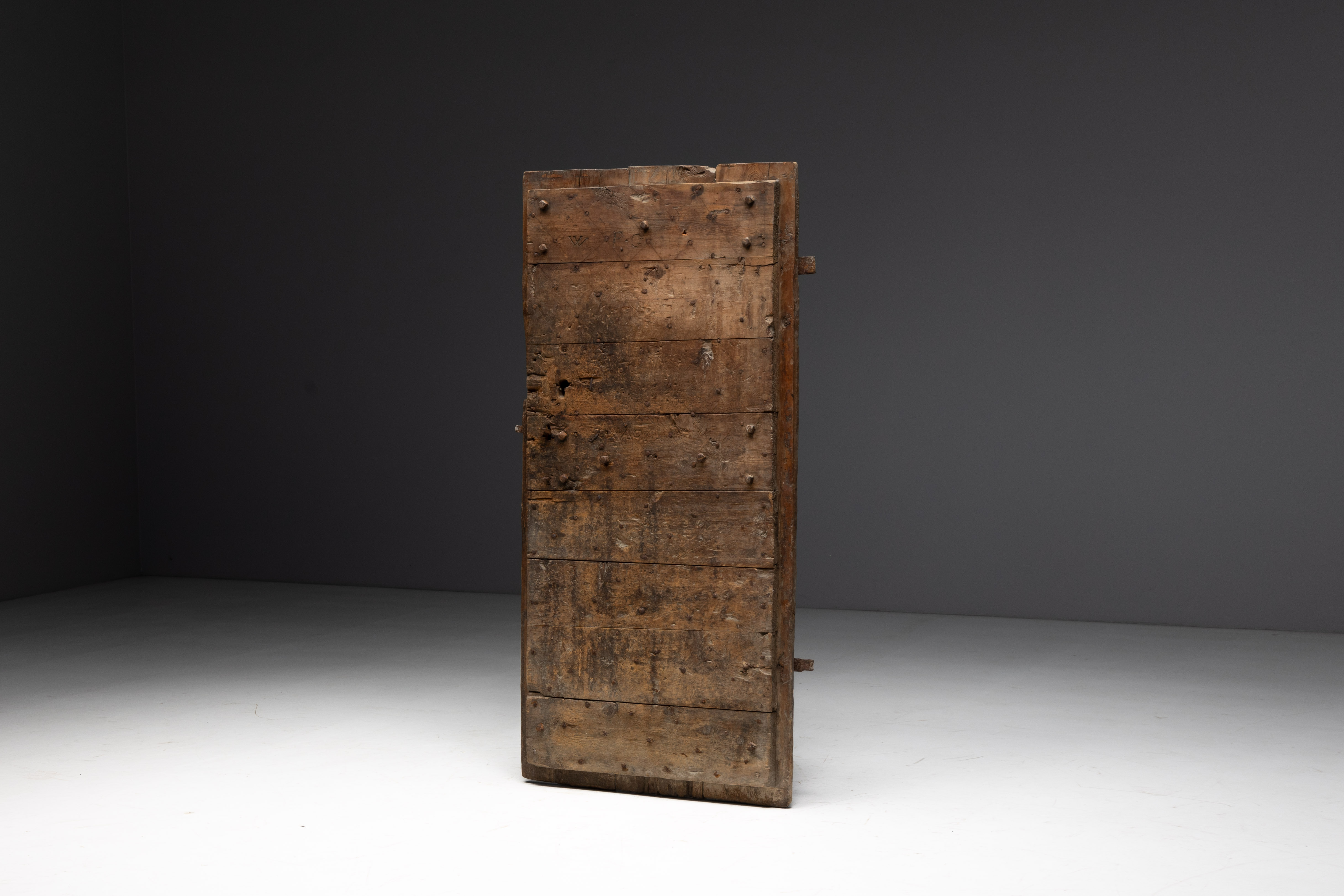 Rustic Vernacular Pine Door, Hautes-Alpes, France - 19th Century