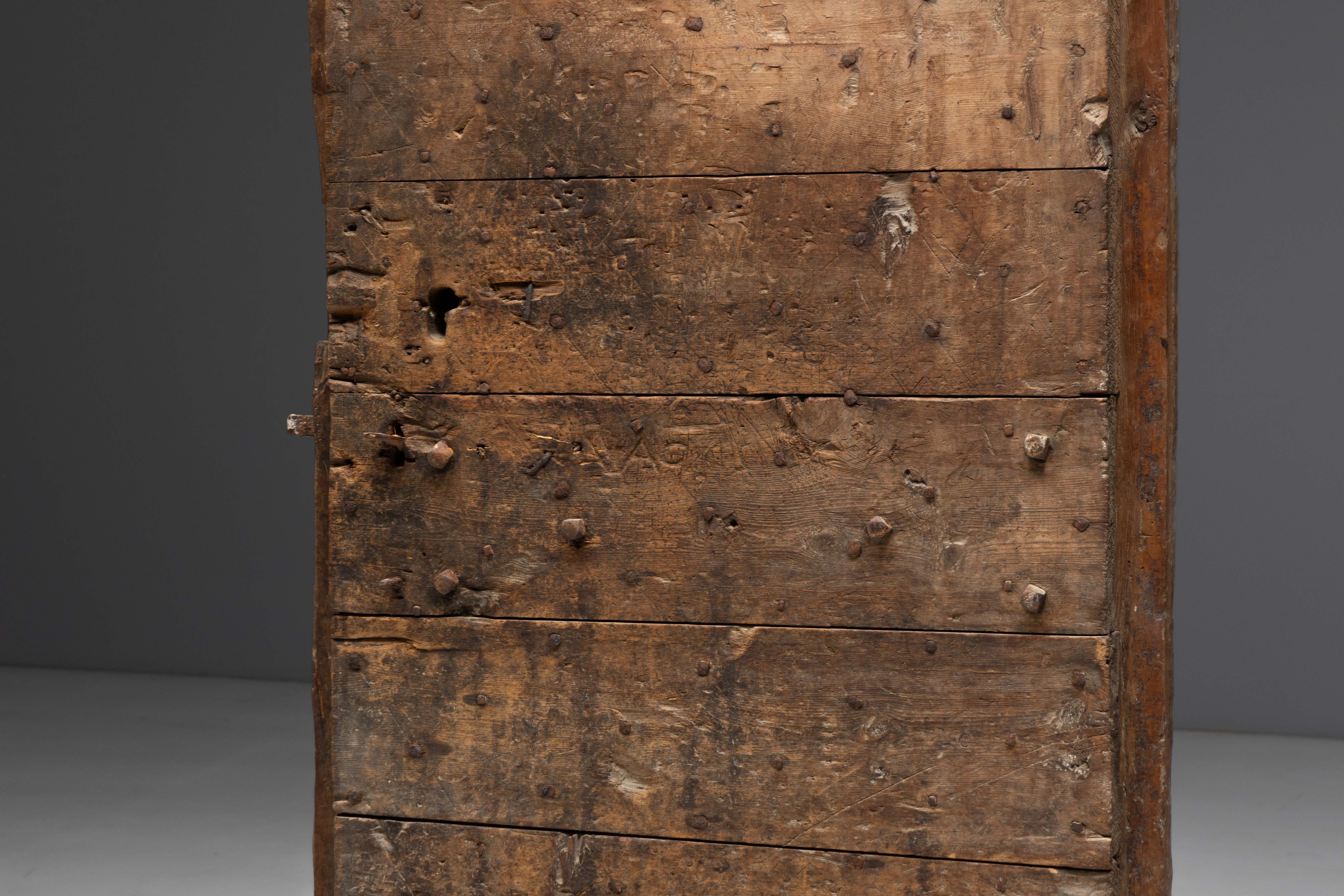 Rustic Vernacular Pine Door, Hautes-Alpes, France - 19th Century