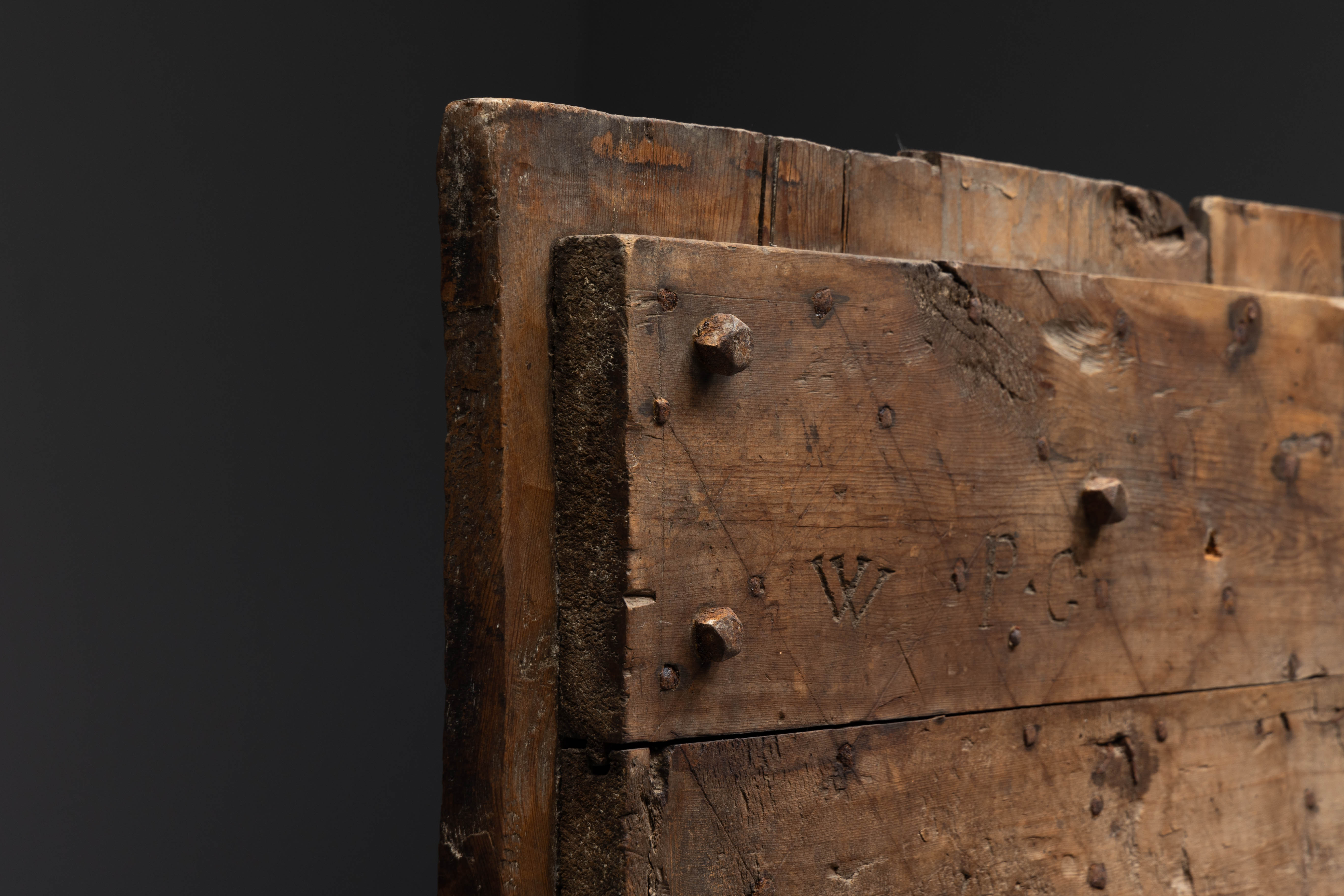 Rustic Vernacular Pine Door, Hautes-Alpes, France - 19th Century