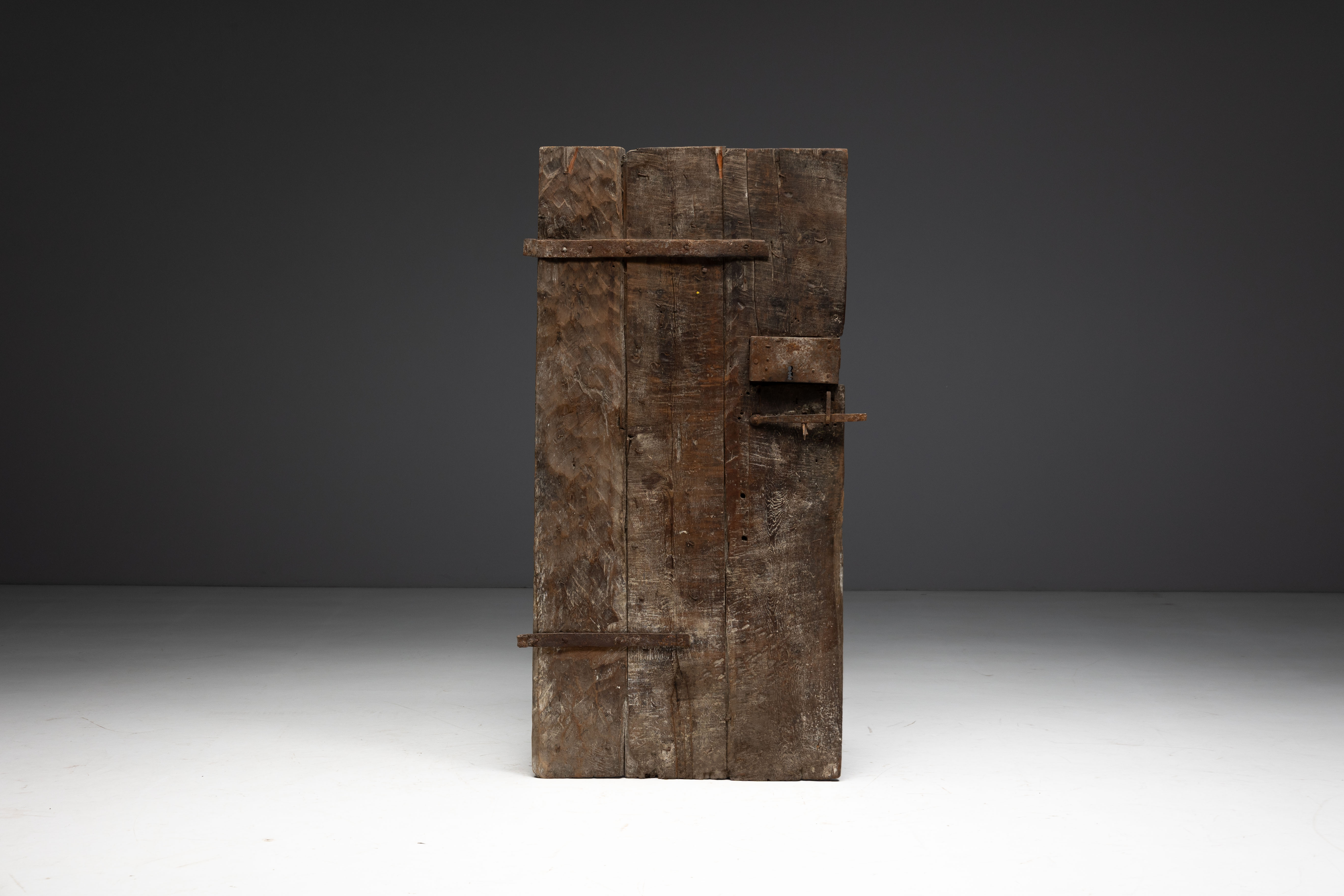Rustic Vernacular Pine Door, Hautes-Alpes, France - 19th Century