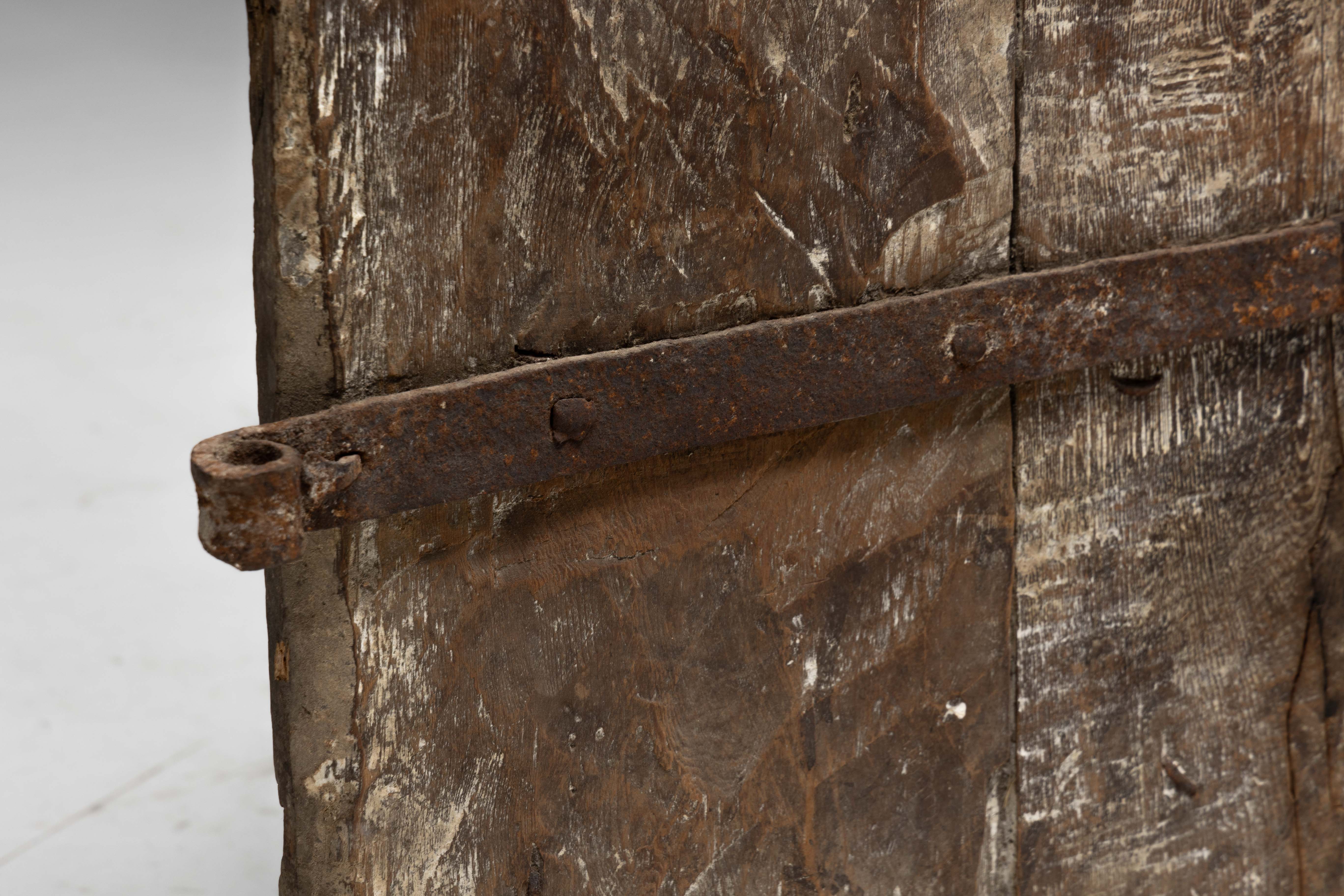 Rustic Vernacular Pine Door, Hautes-Alpes, France - 19th Century