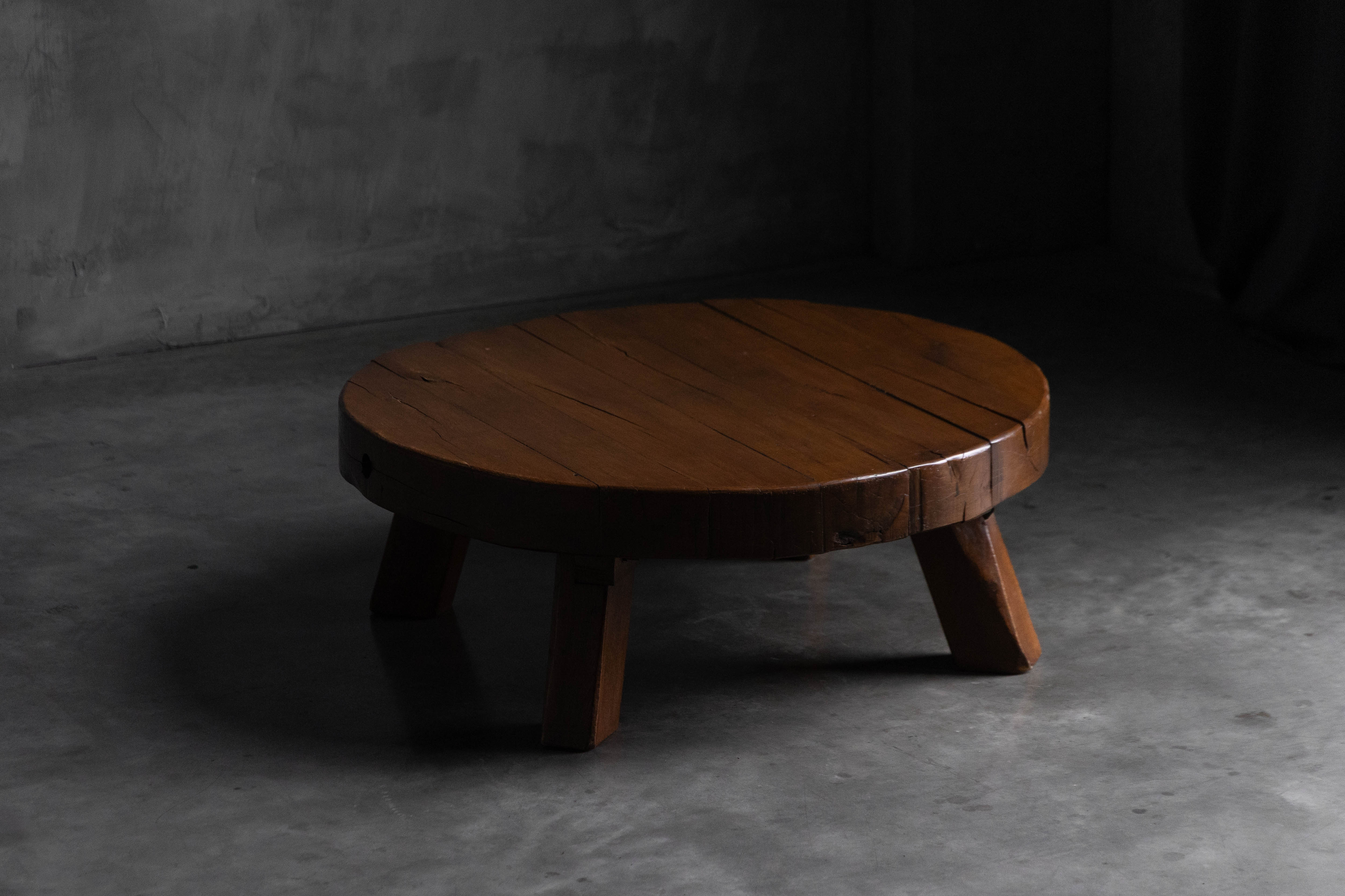 Rustic Vernacular Round Coffee Table, Europe - 19th Century