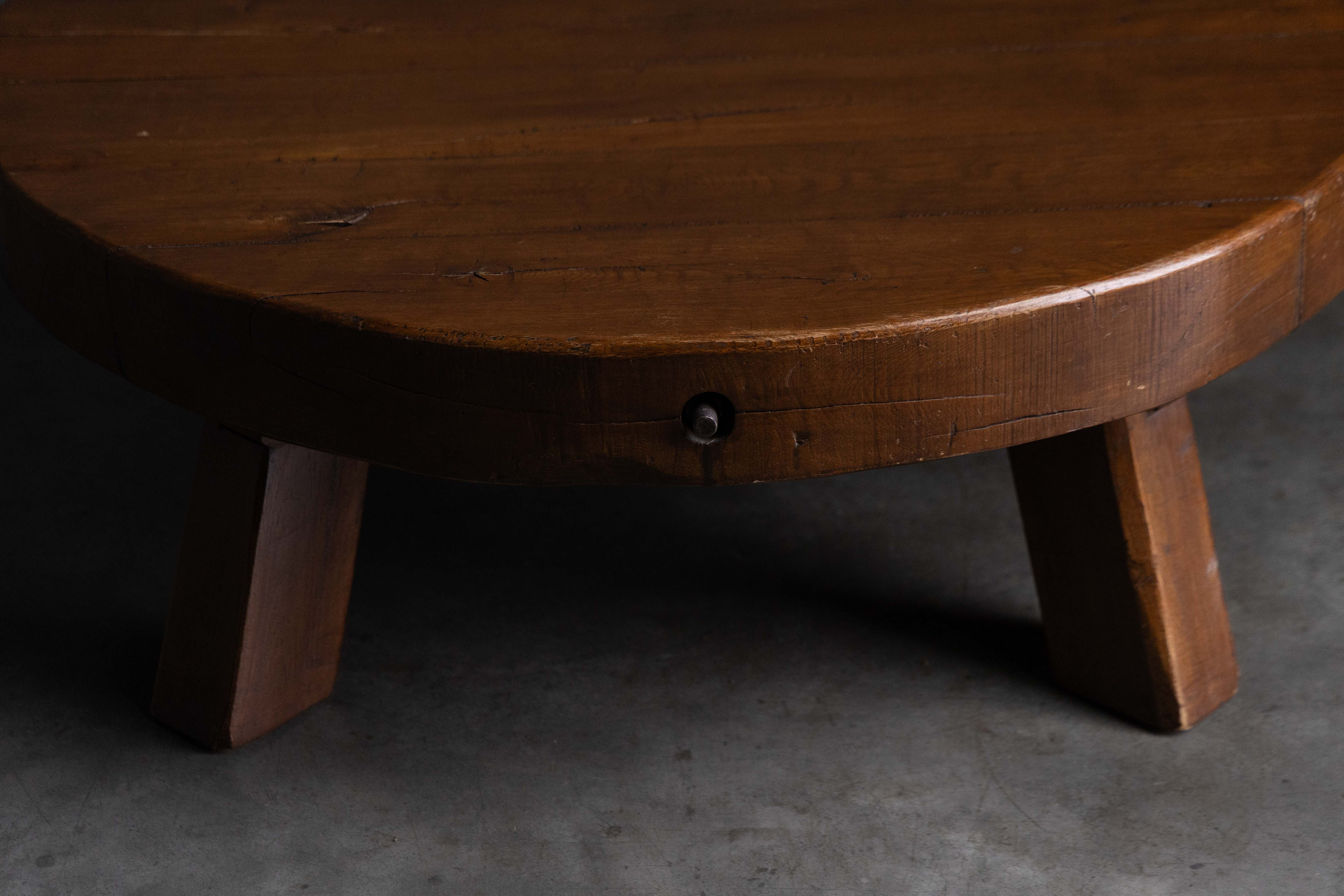 Rustic Vernacular Round Coffee Table, Europe - 19th Century