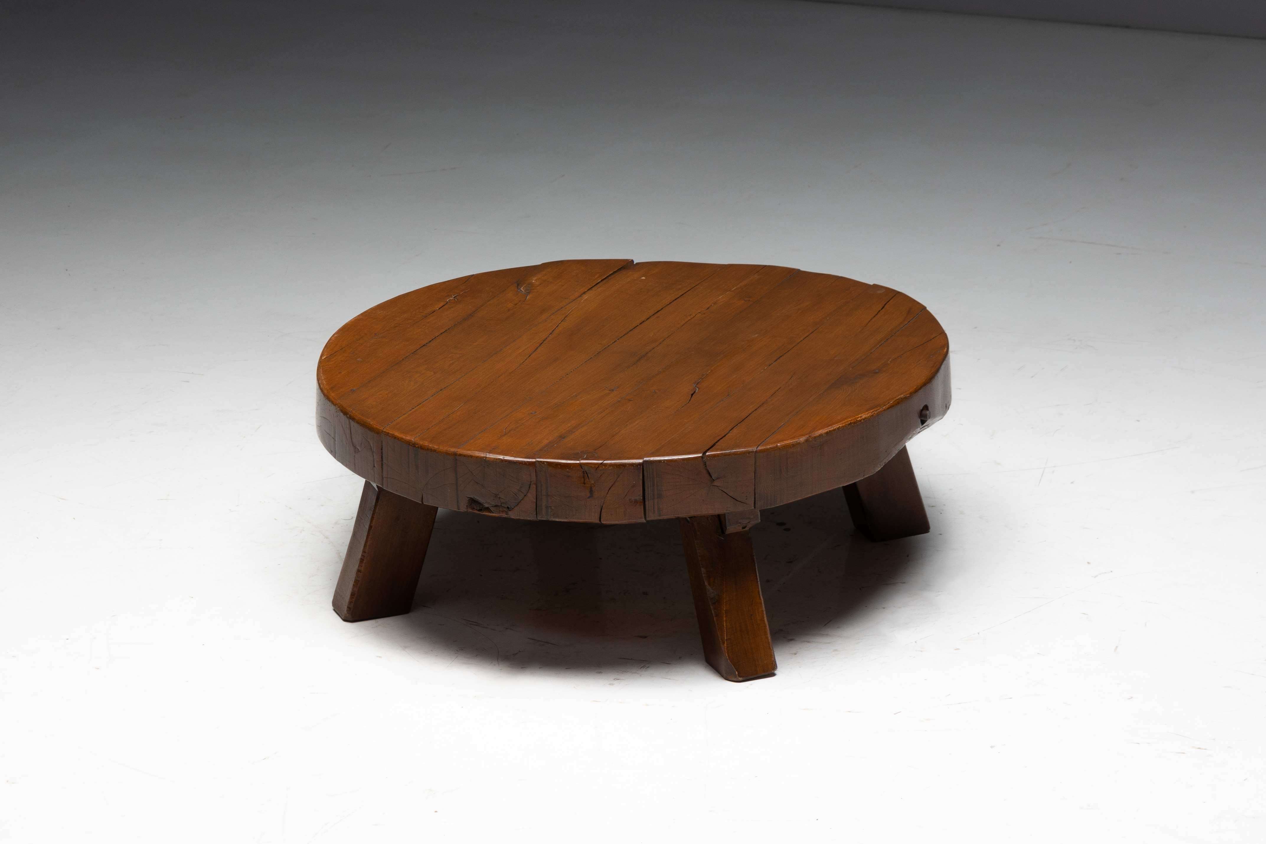 Rustic Vernacular Round Coffee Table, Europe - 19th Century