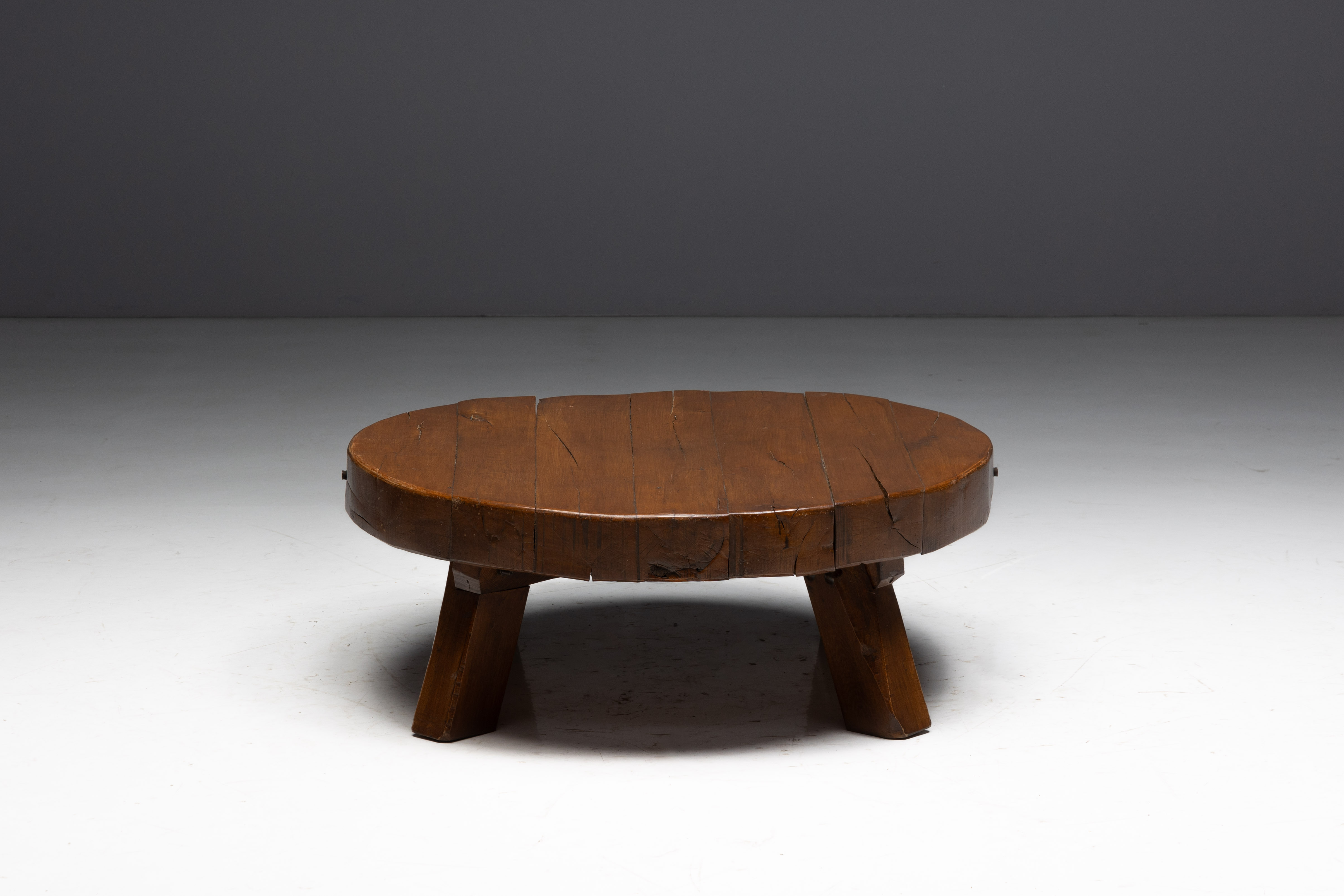 Rustic Vernacular Round Coffee Table, Europe - 19th Century