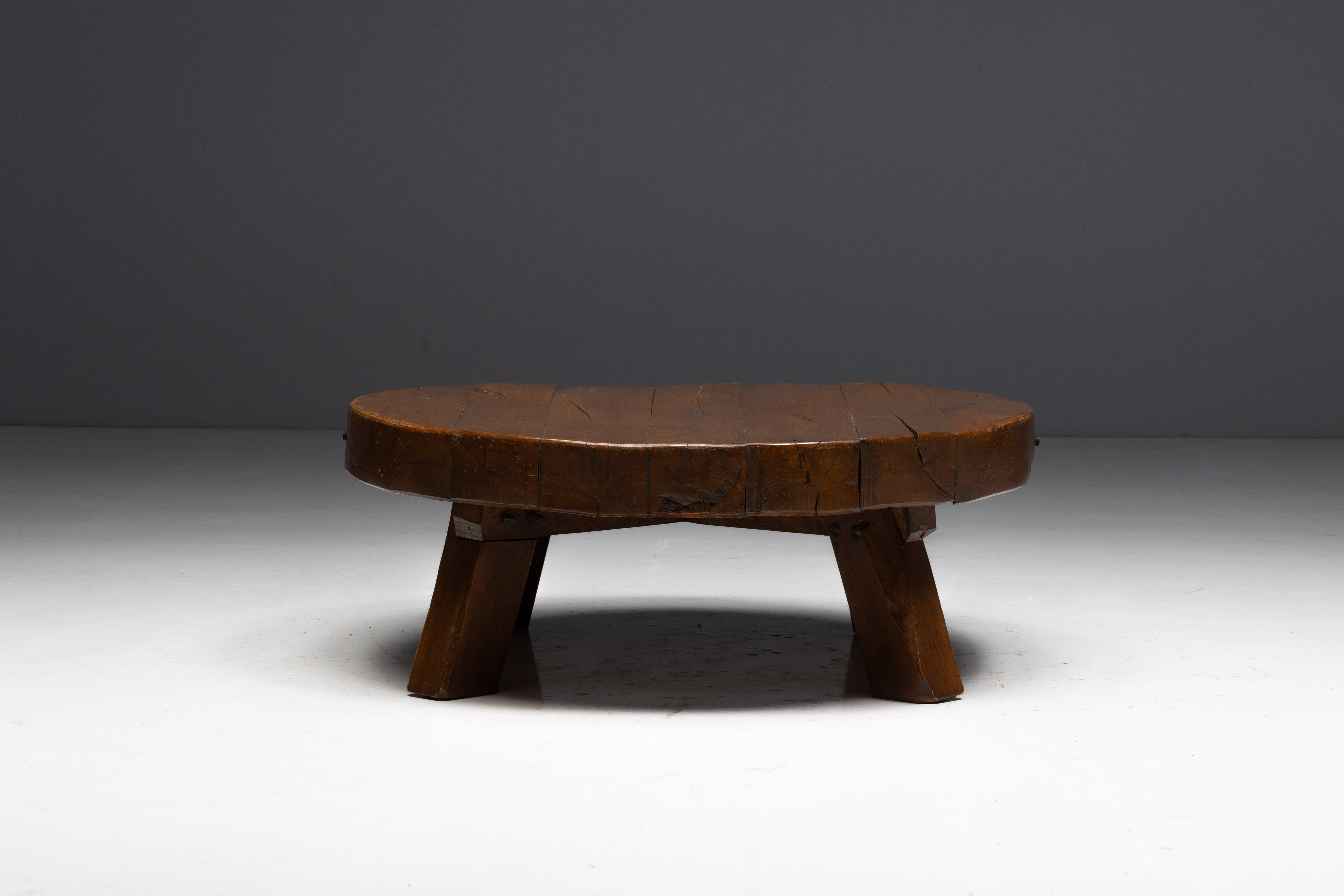 Rustic Vernacular Round Coffee Table, Europe - 19th Century