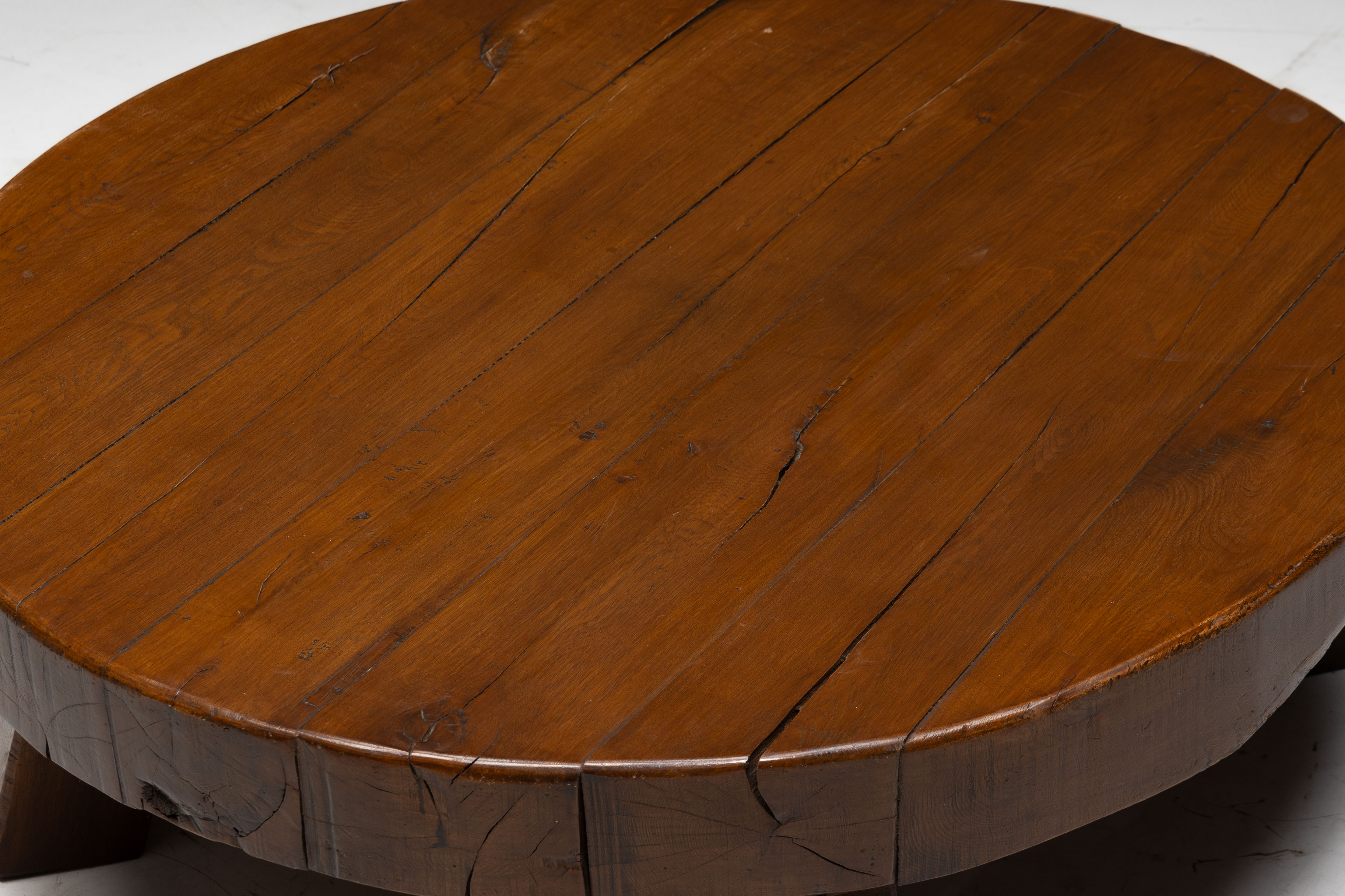 Rustic Vernacular Round Coffee Table, Europe - 19th Century