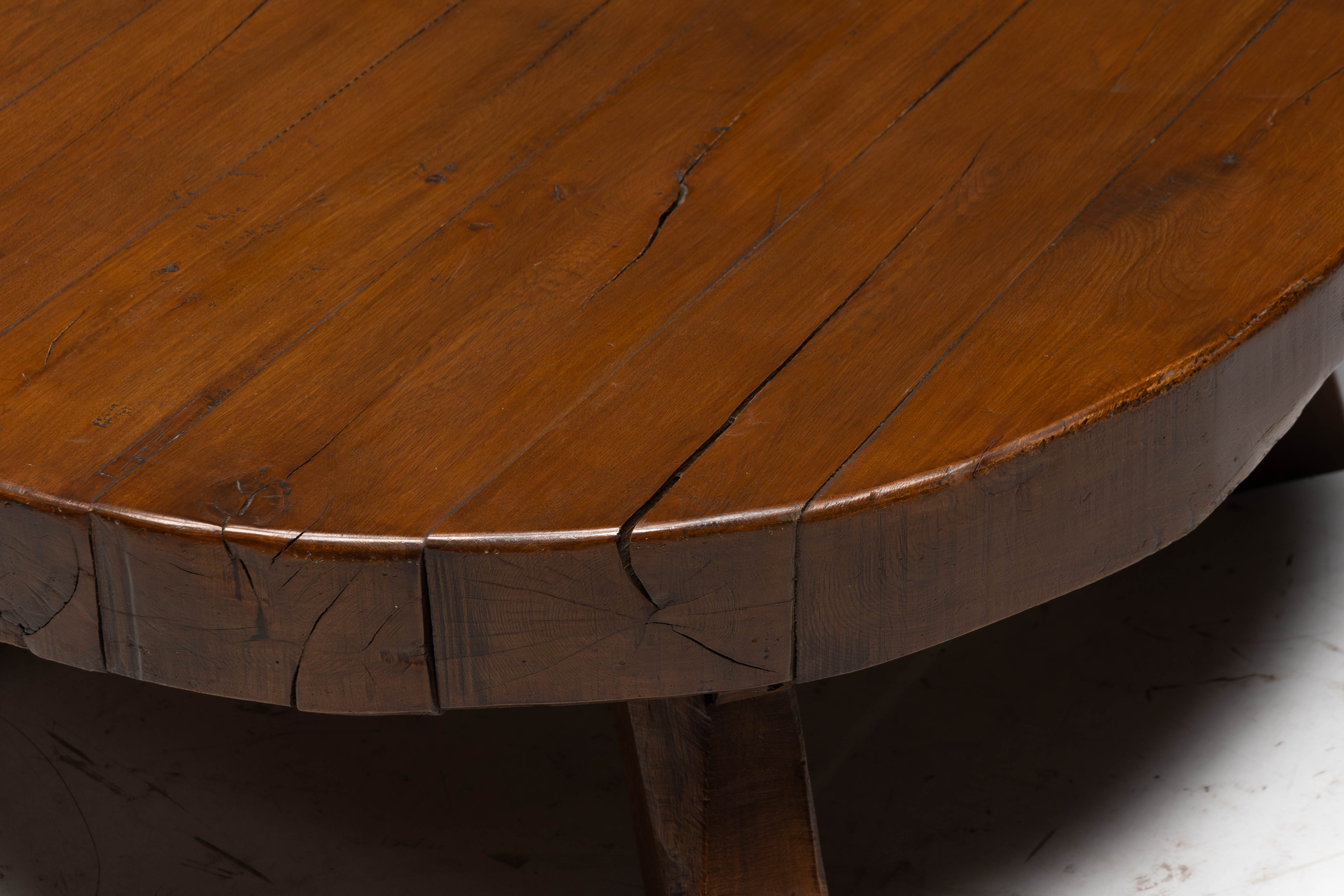 Rustic Vernacular Round Coffee Table, Europe - 19th Century