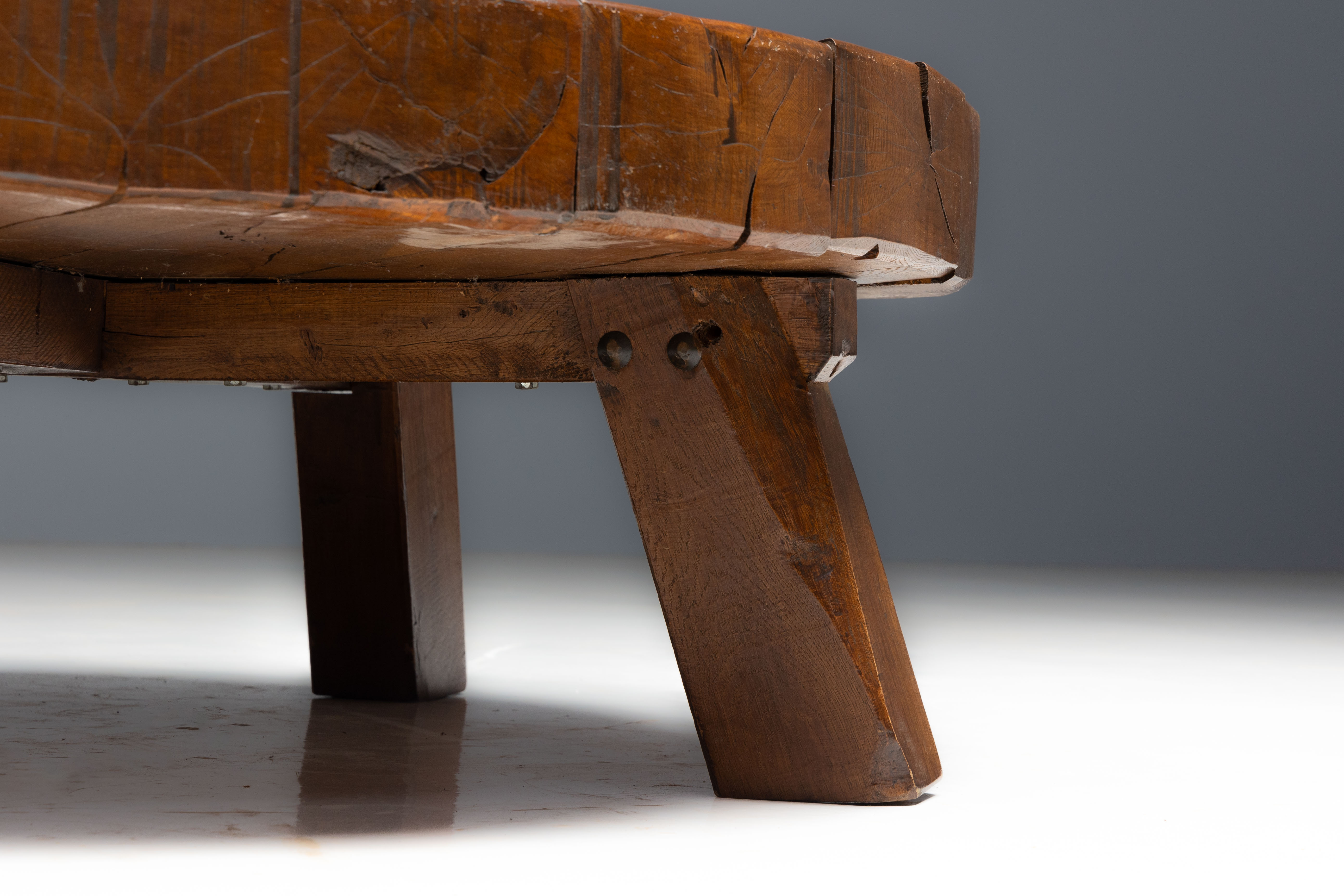 Rustic Vernacular Round Coffee Table, Europe - 19th Century