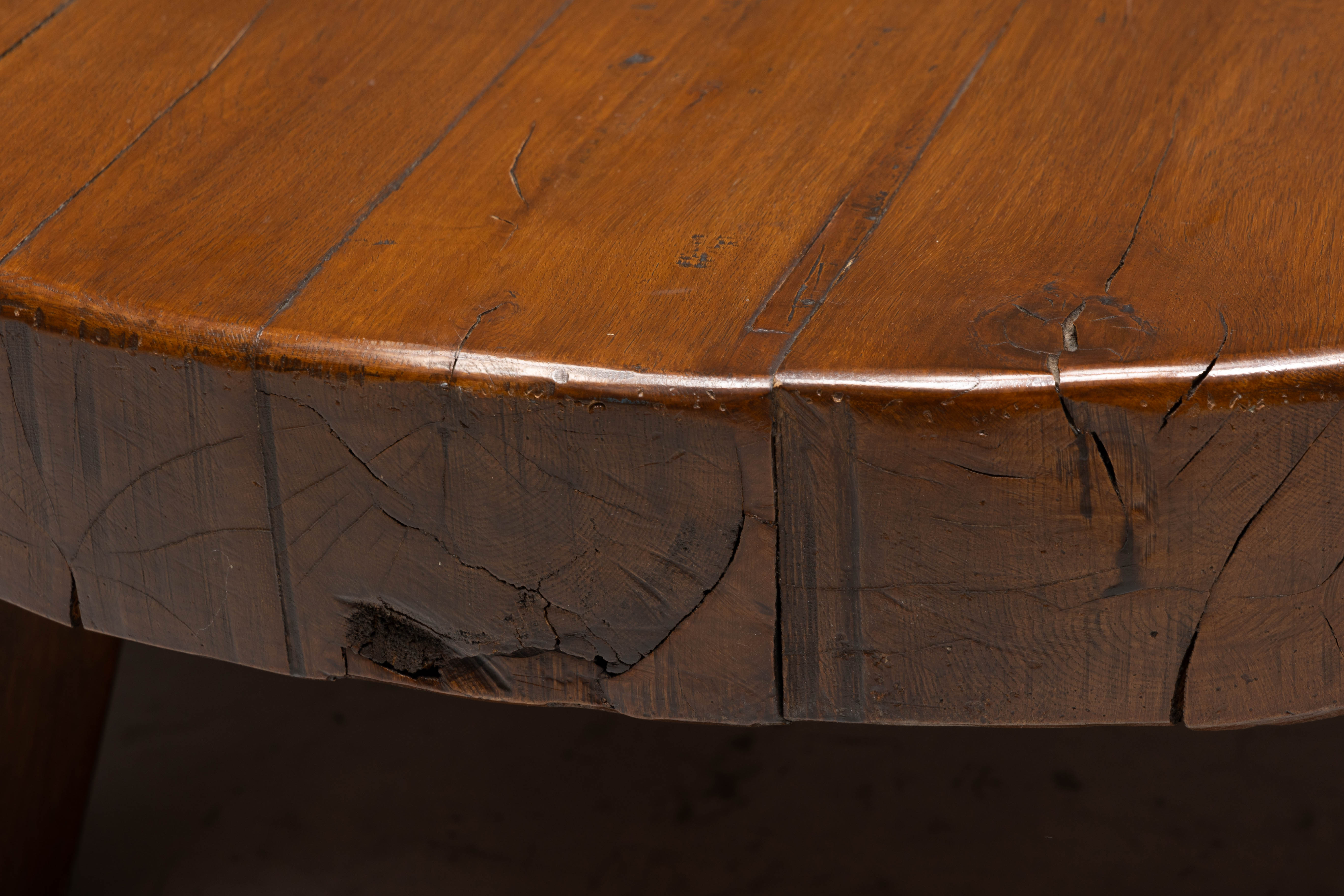 Rustic Vernacular Round Coffee Table, Europe - 19th Century