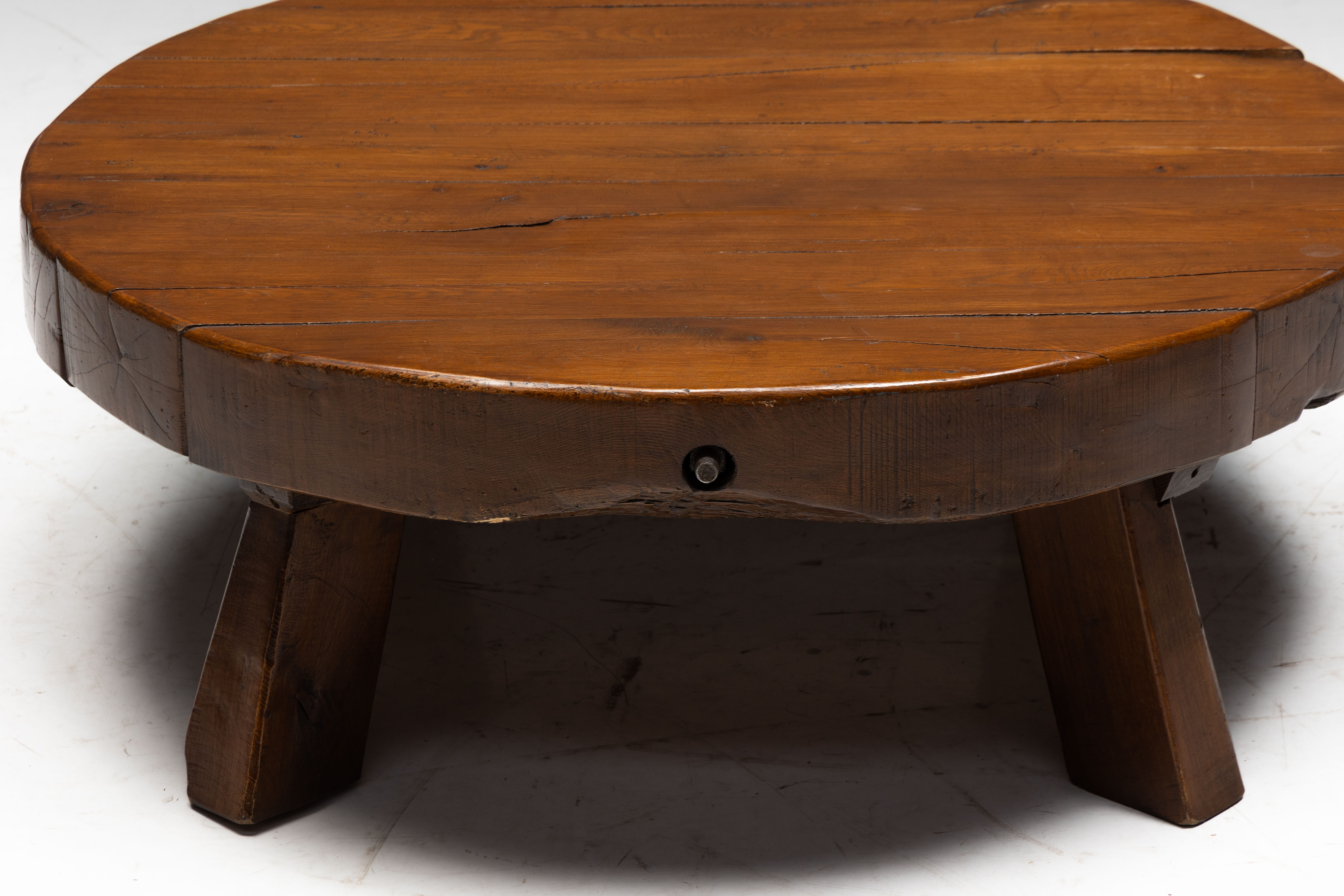 Rustic Vernacular Round Coffee Table, Europe - 19th Century