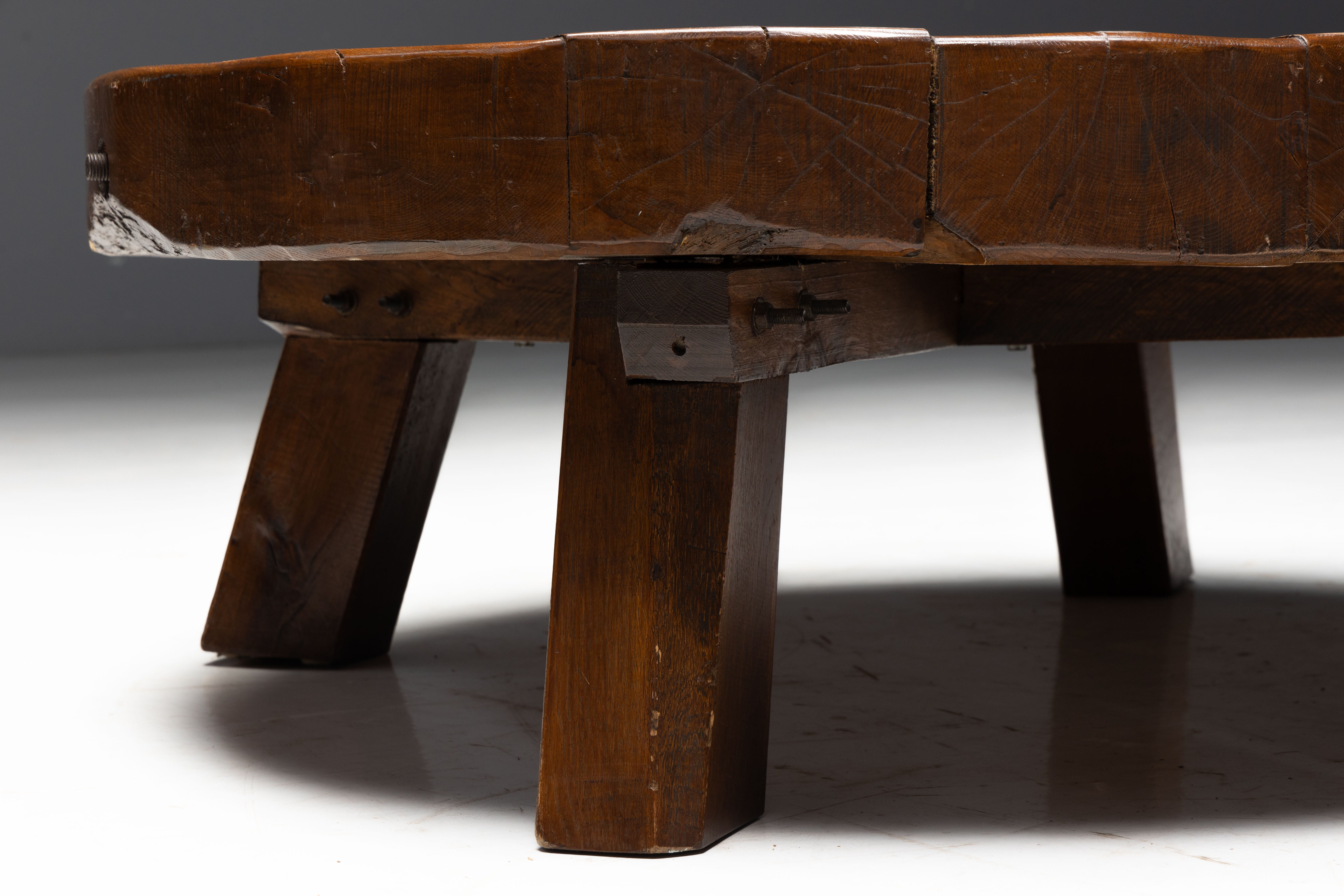 Rustic Vernacular Round Coffee Table, Europe - 19th Century