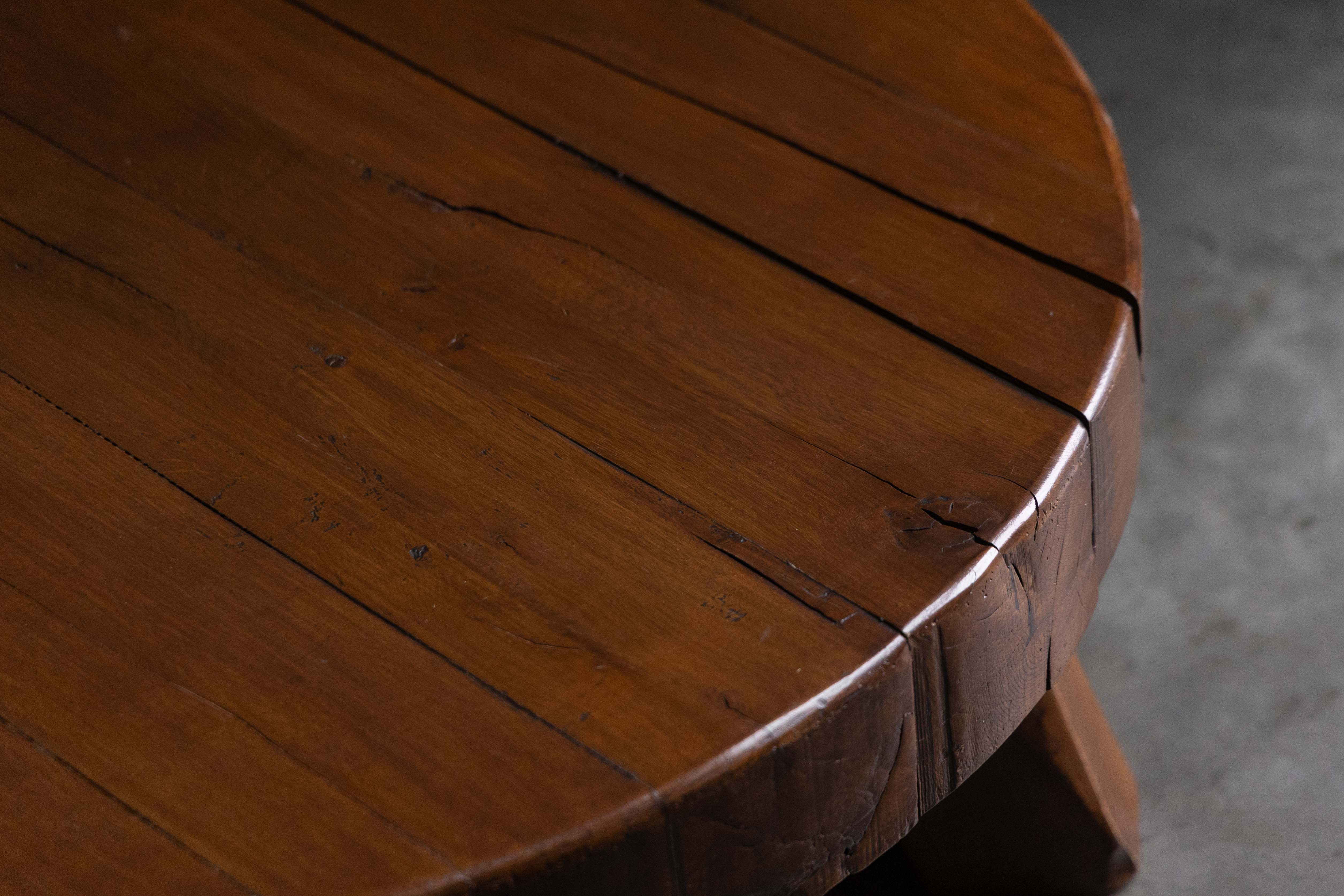 Rustic Vernacular Round Coffee Table, Europe - 19th Century