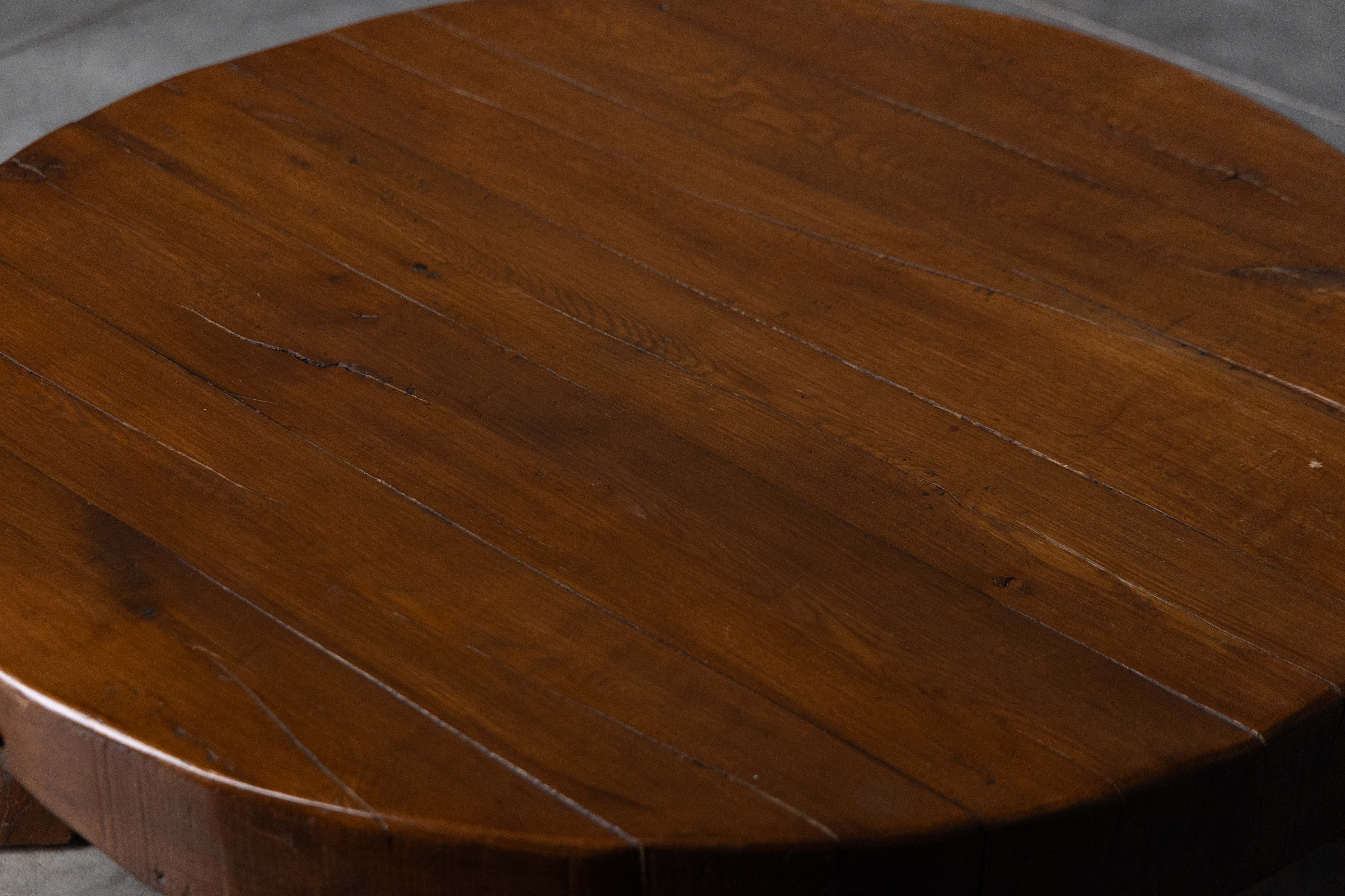 Rustic Vernacular Round Coffee Table, Europe - 19th Century