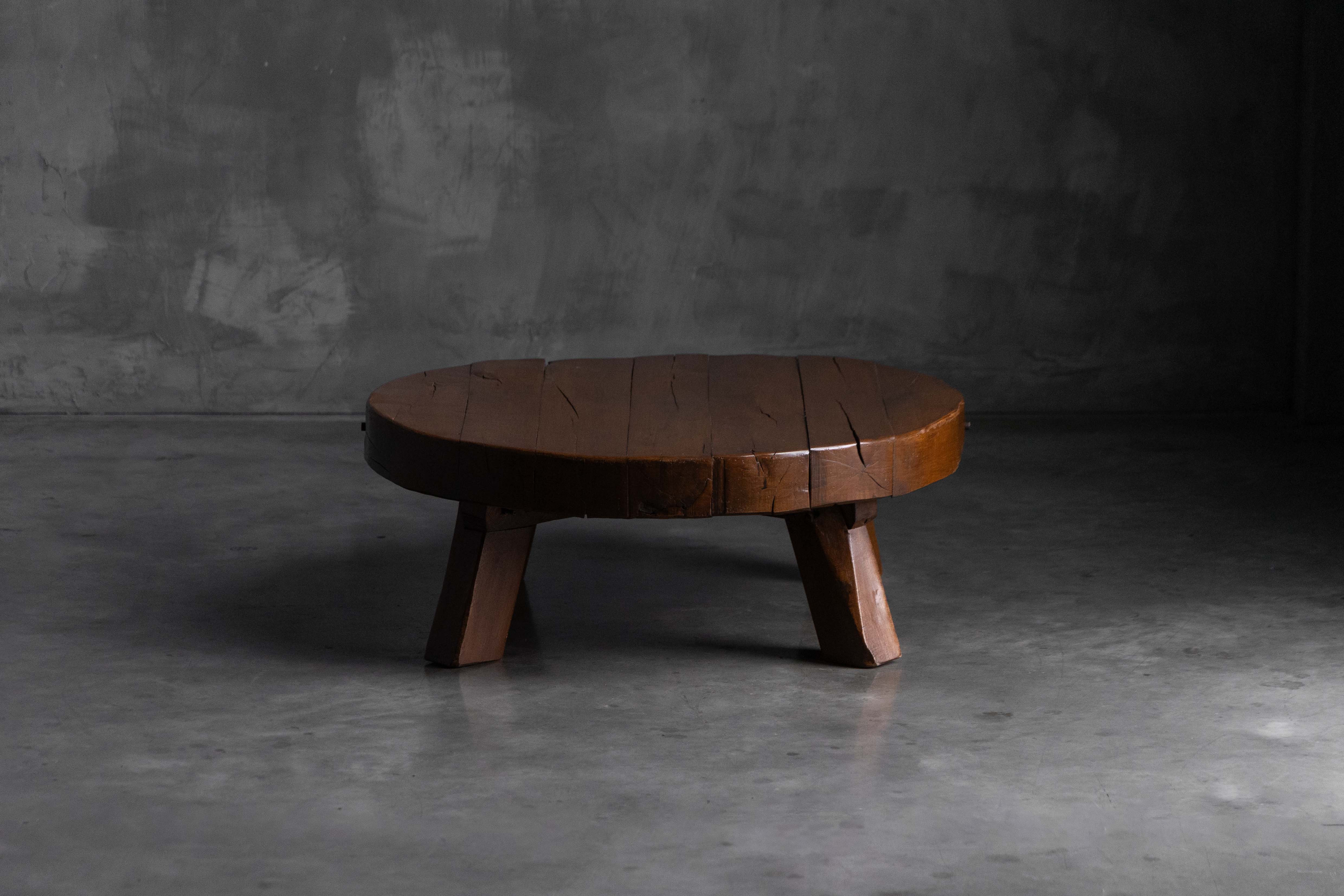 Rustic Vernacular Round Coffee Table, Europe - 19th Century