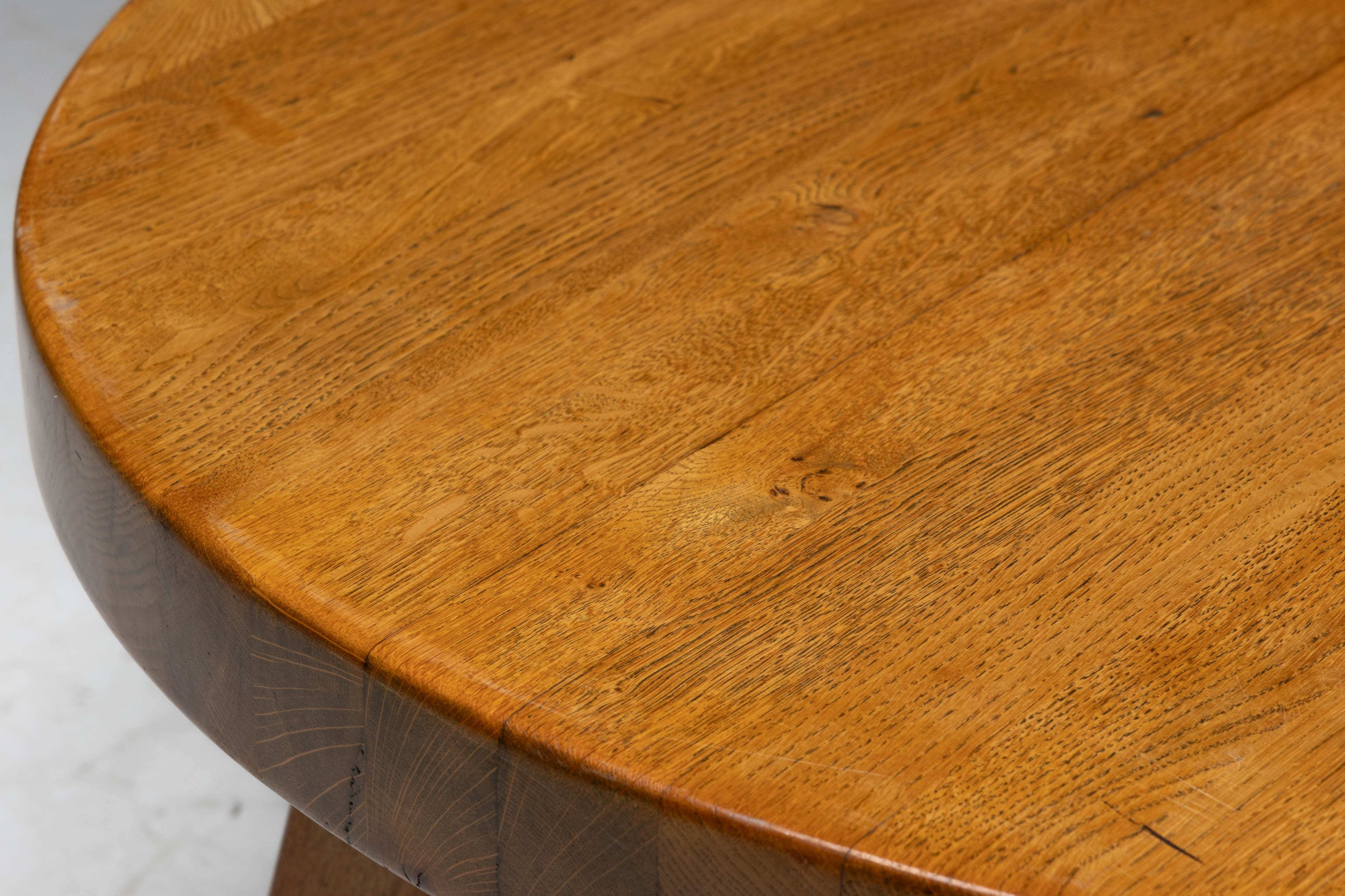 Rustic Vernacular Round Oak Coffee Table, Europe - Mid-20th Century