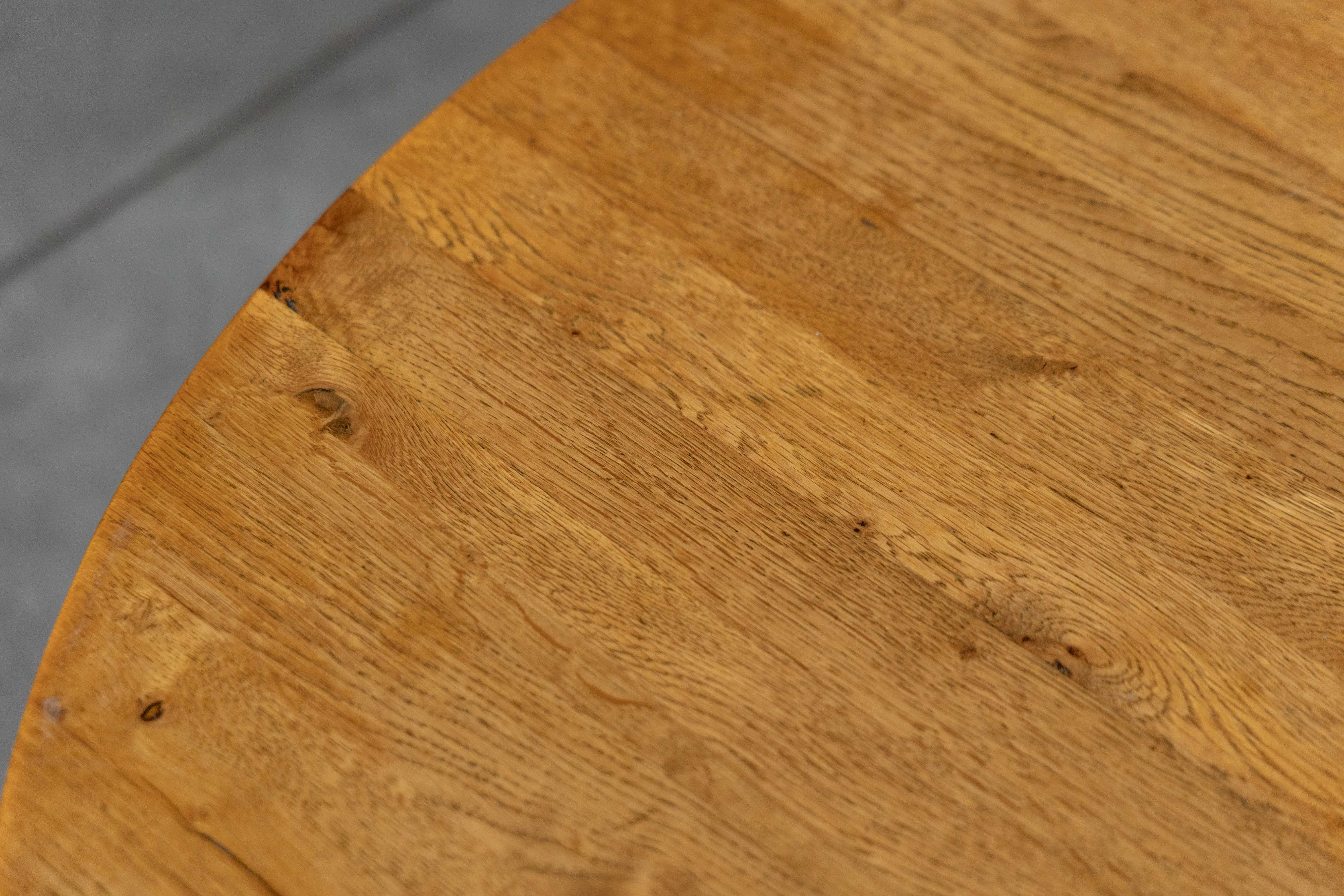 Rustic Vernacular Round Oak Coffee Table, Europe - Mid-20th Century