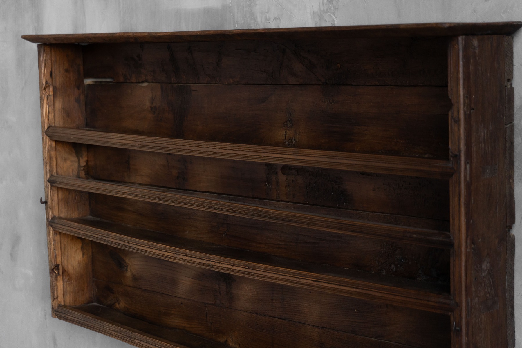 Vernacular French wall shelf in solid wood, 19th century, Goldwood by Boris