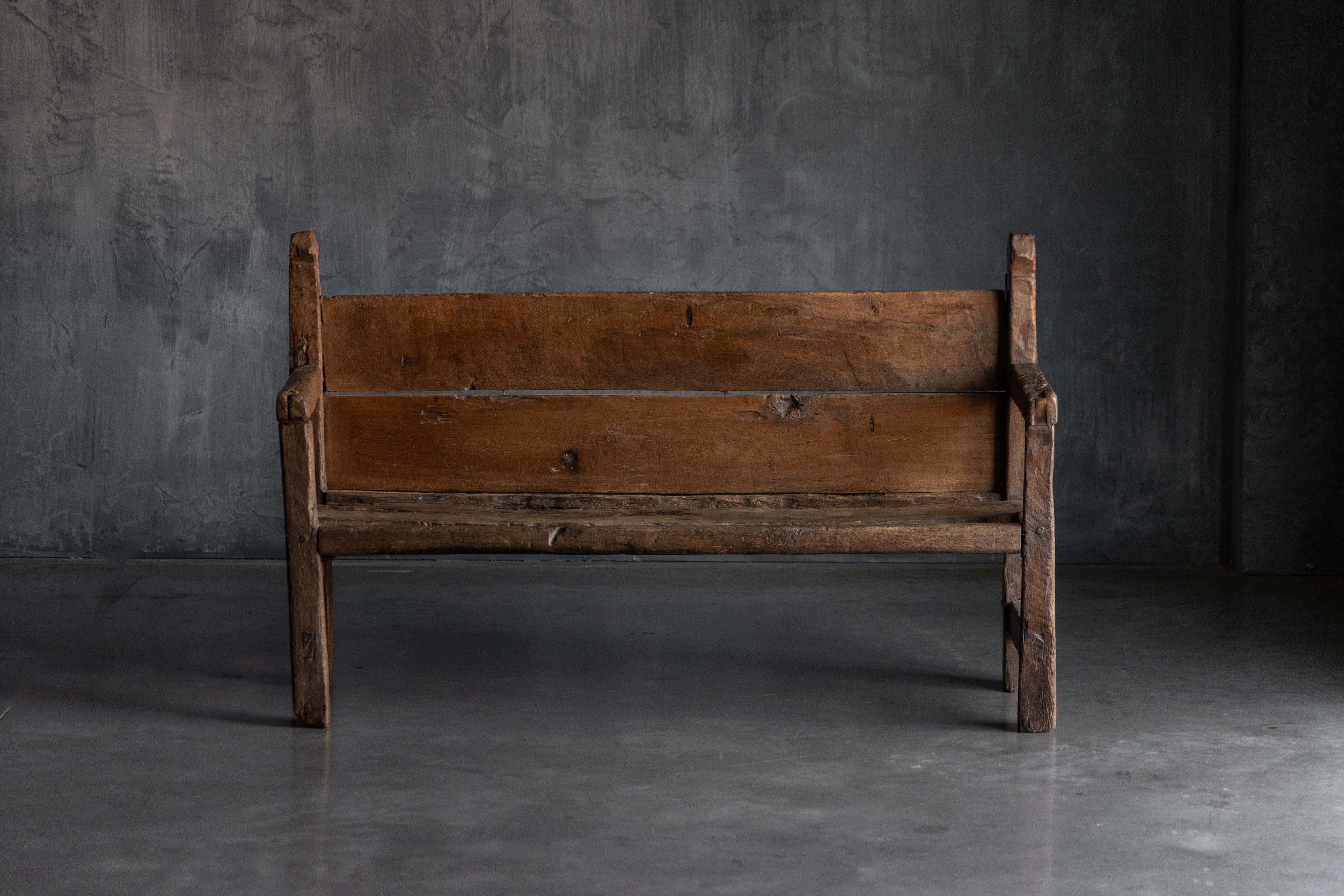 Rustic Vernacular Wooden Bench, France - 19th Century